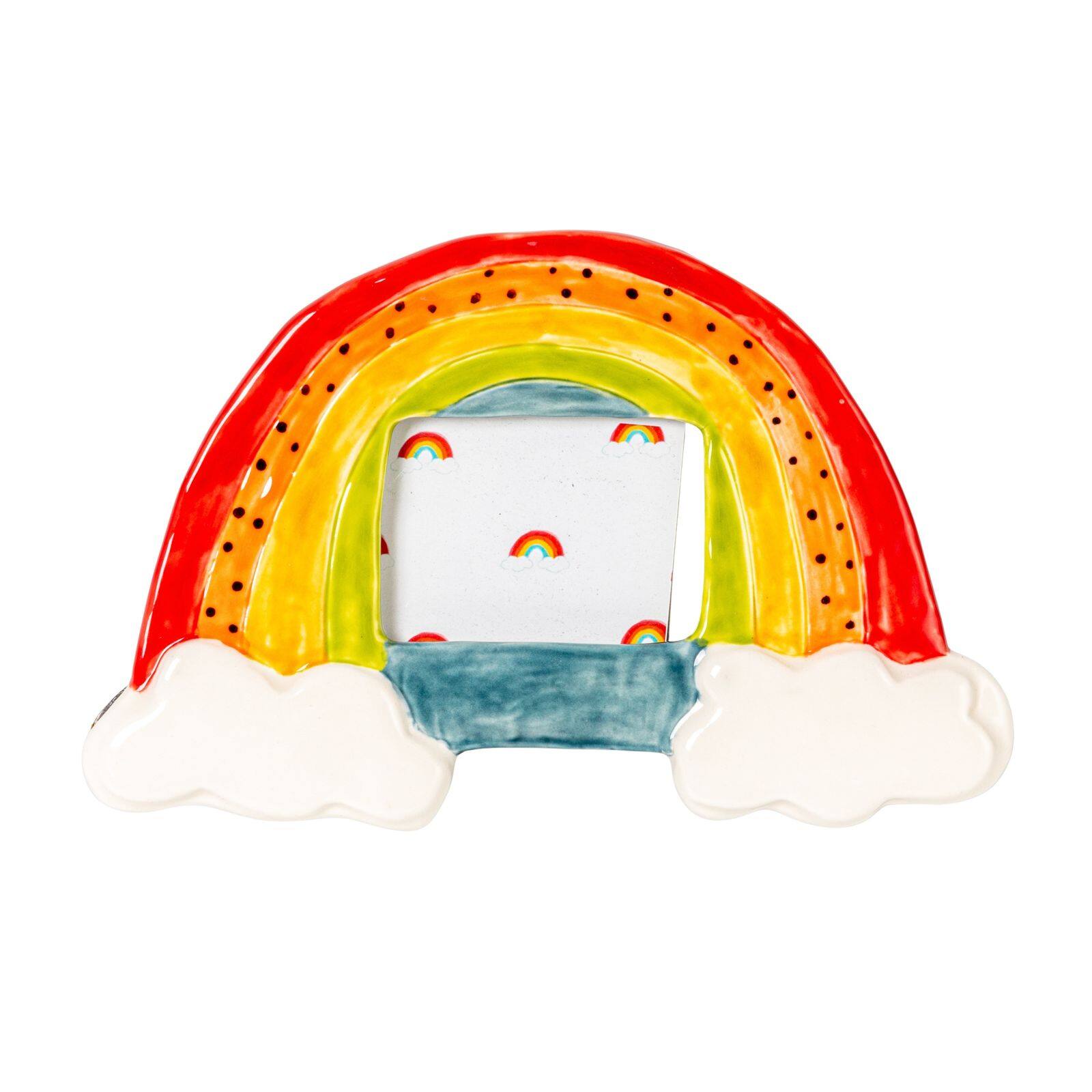 Hello Honey® Handmade Stoneware Multicolor Rainbow-Shaped Photo Frame