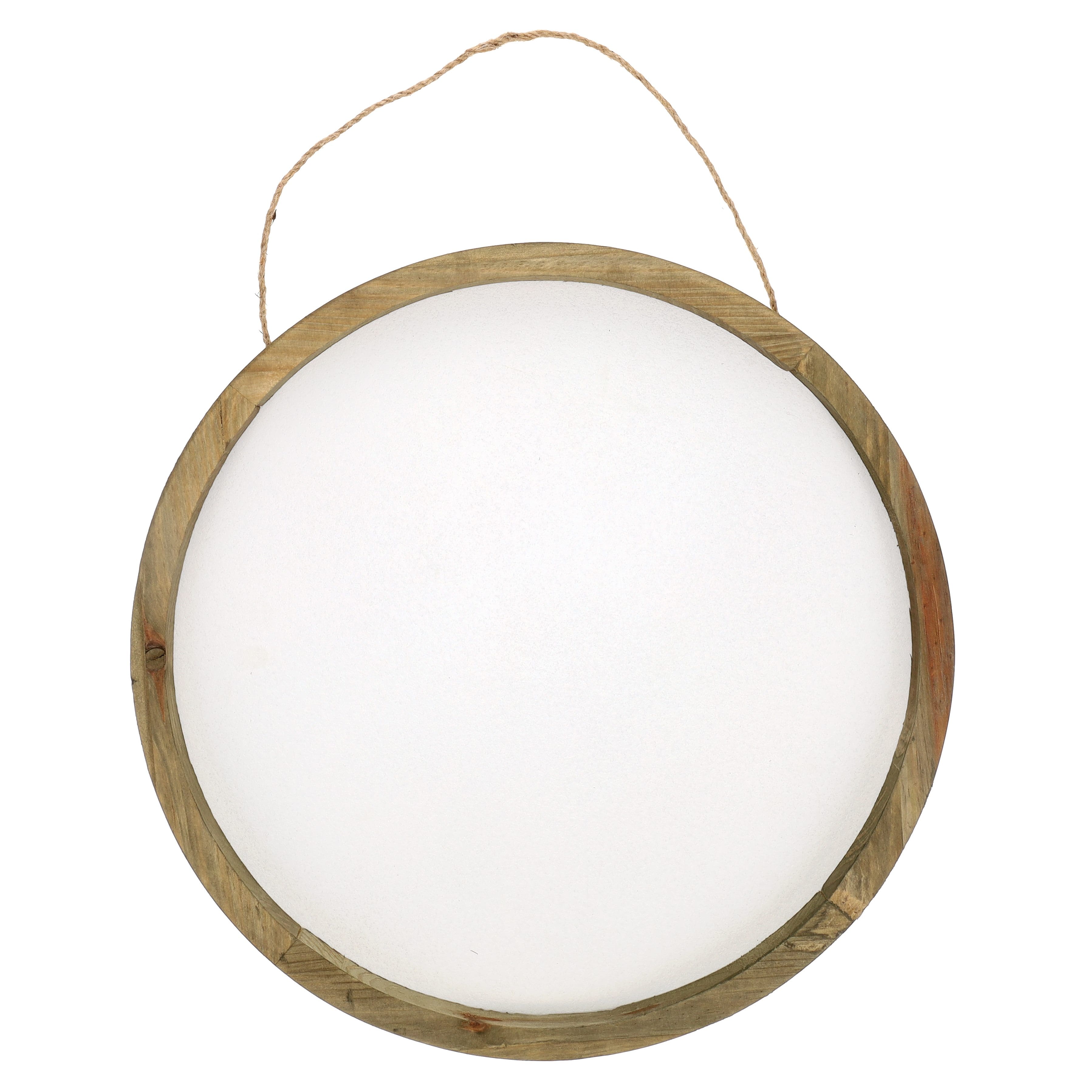 Hampton Art™ White Rustic 16" Framed Round Wood Sign