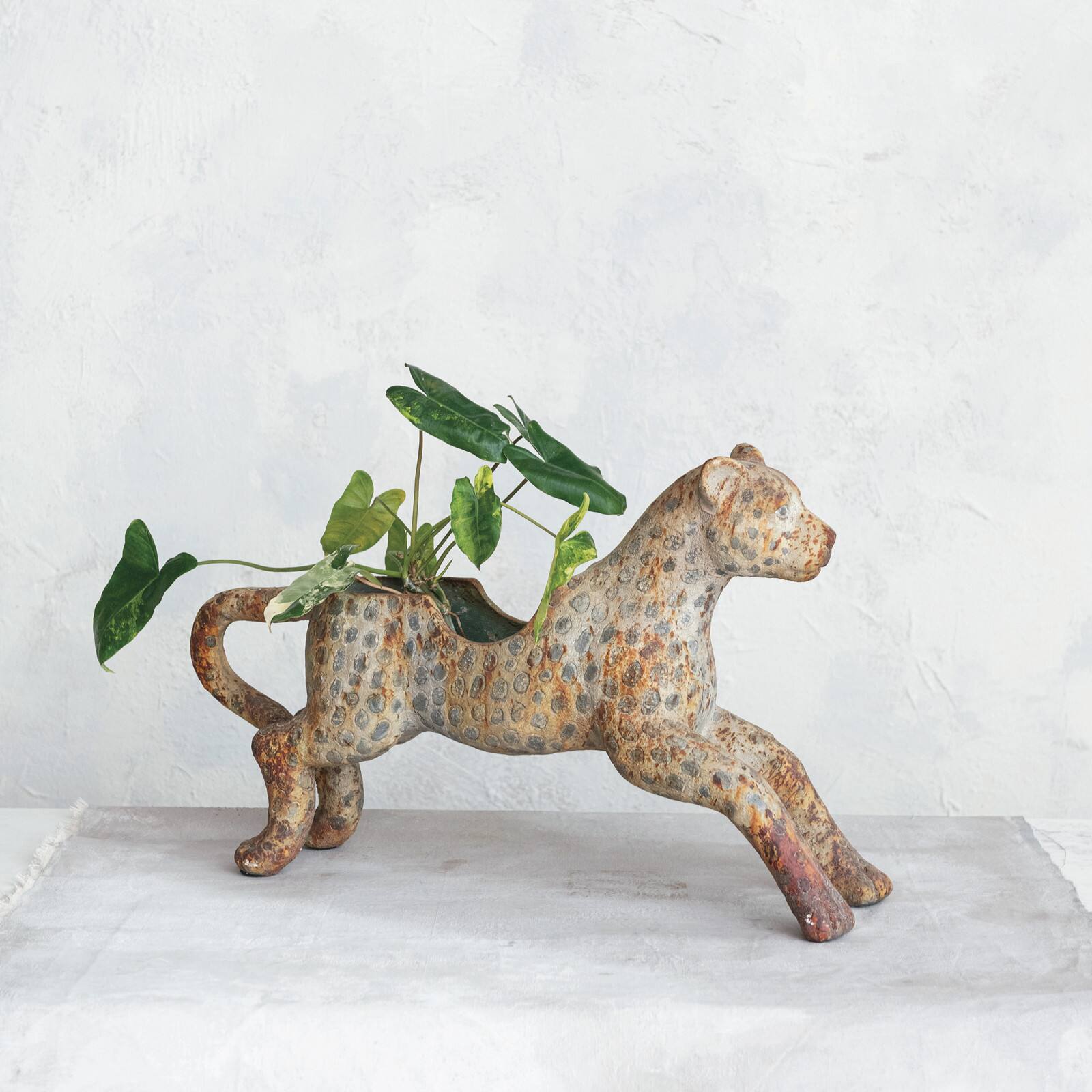 Hello Honey® 27.5" Distressed Multicolor Vintage Carousel Leopard Planter