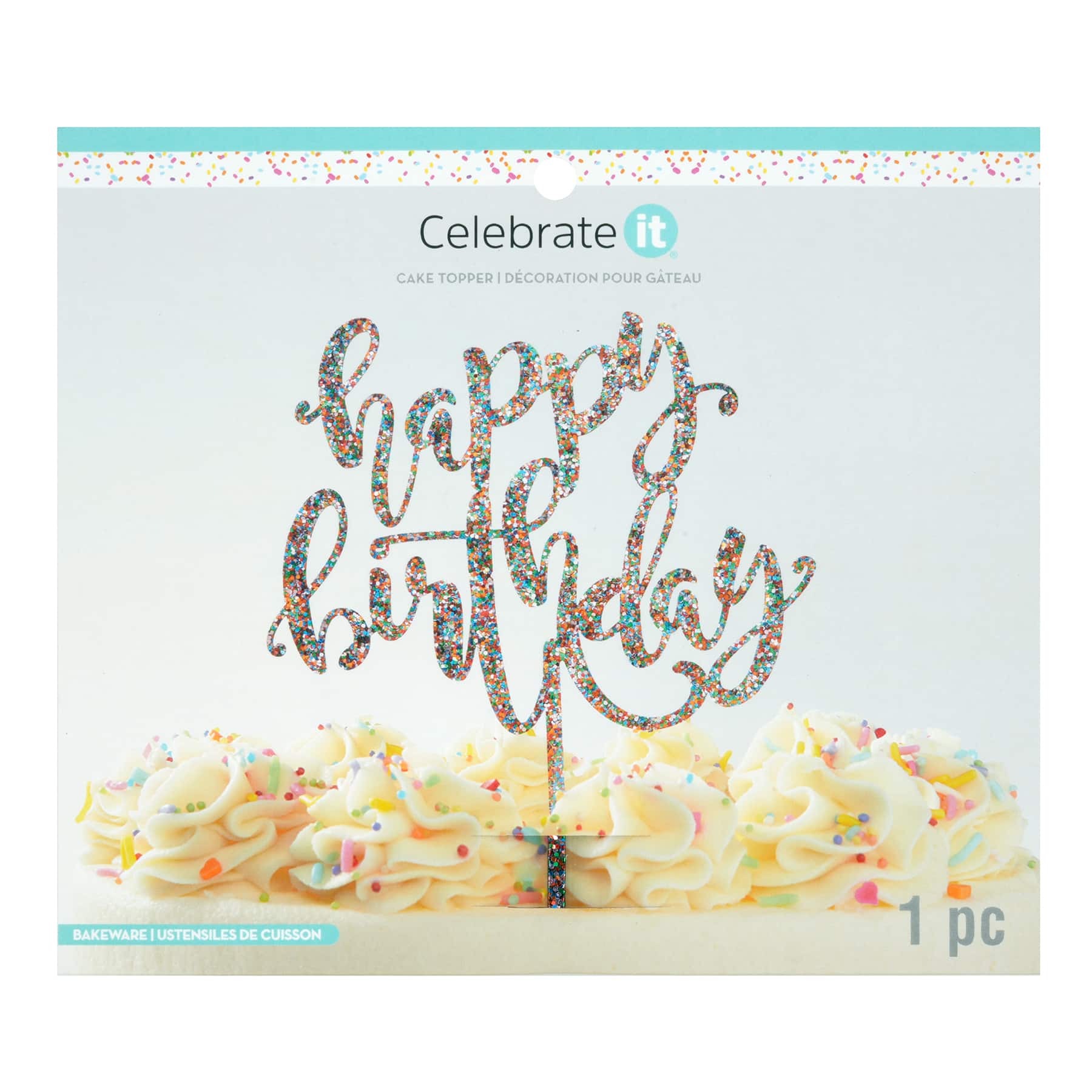 Décoration pour gâteau Happy Birthday en Or
