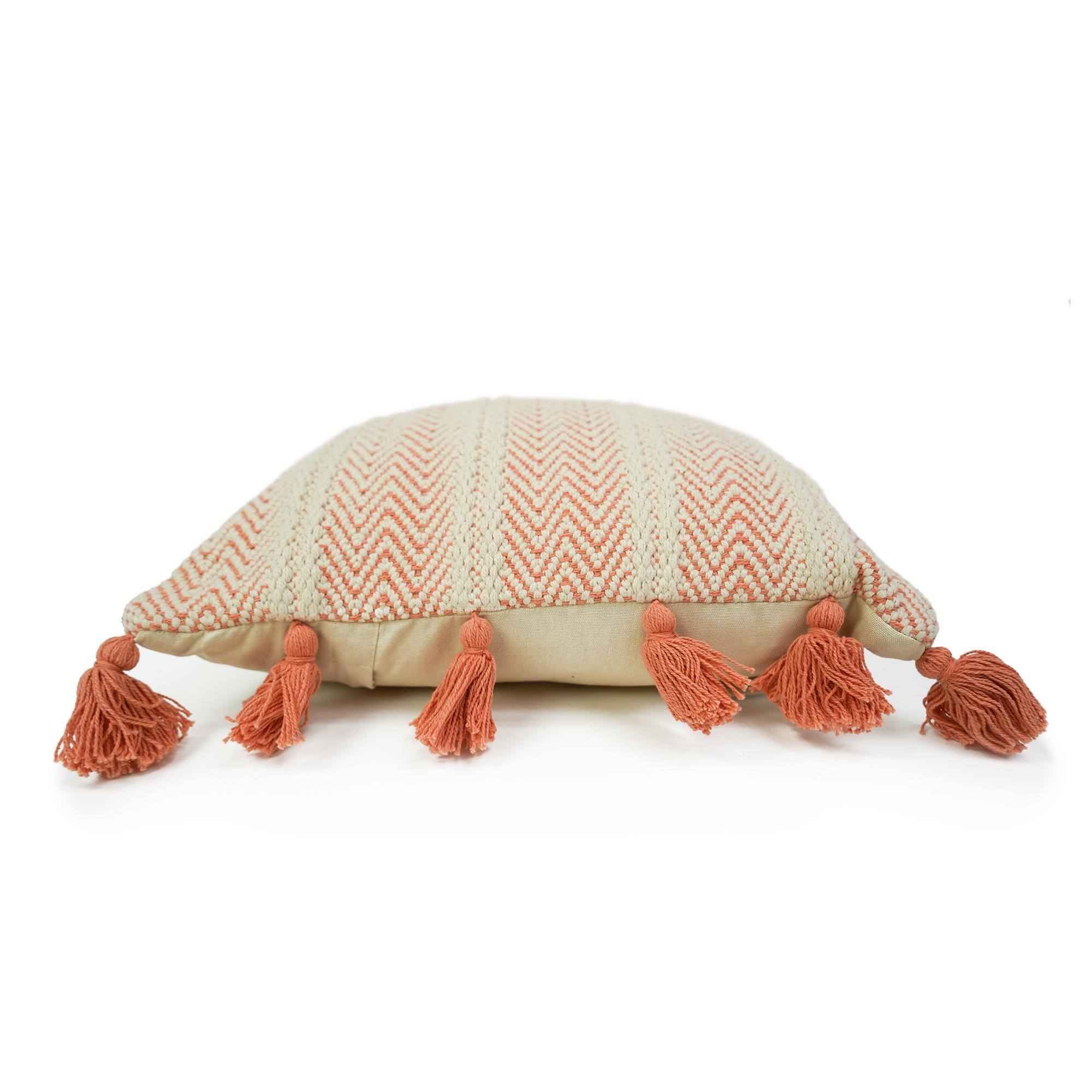 American Art D&#xE9;cor&#x2122; Handwoven Orange Peach Boho Moroccan Decorative Throw Pillow