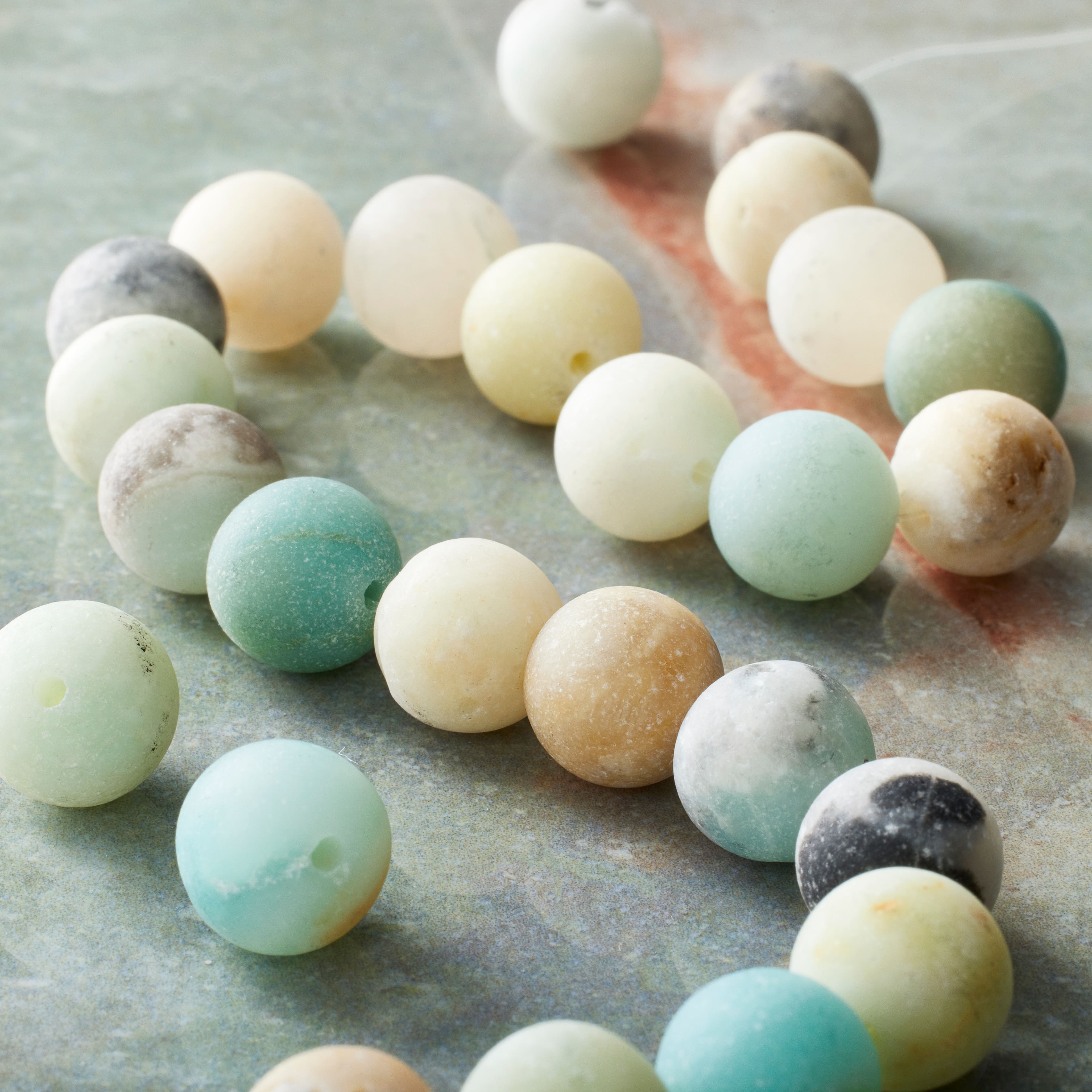Matte Amazonite Round Beads by Bead Landing