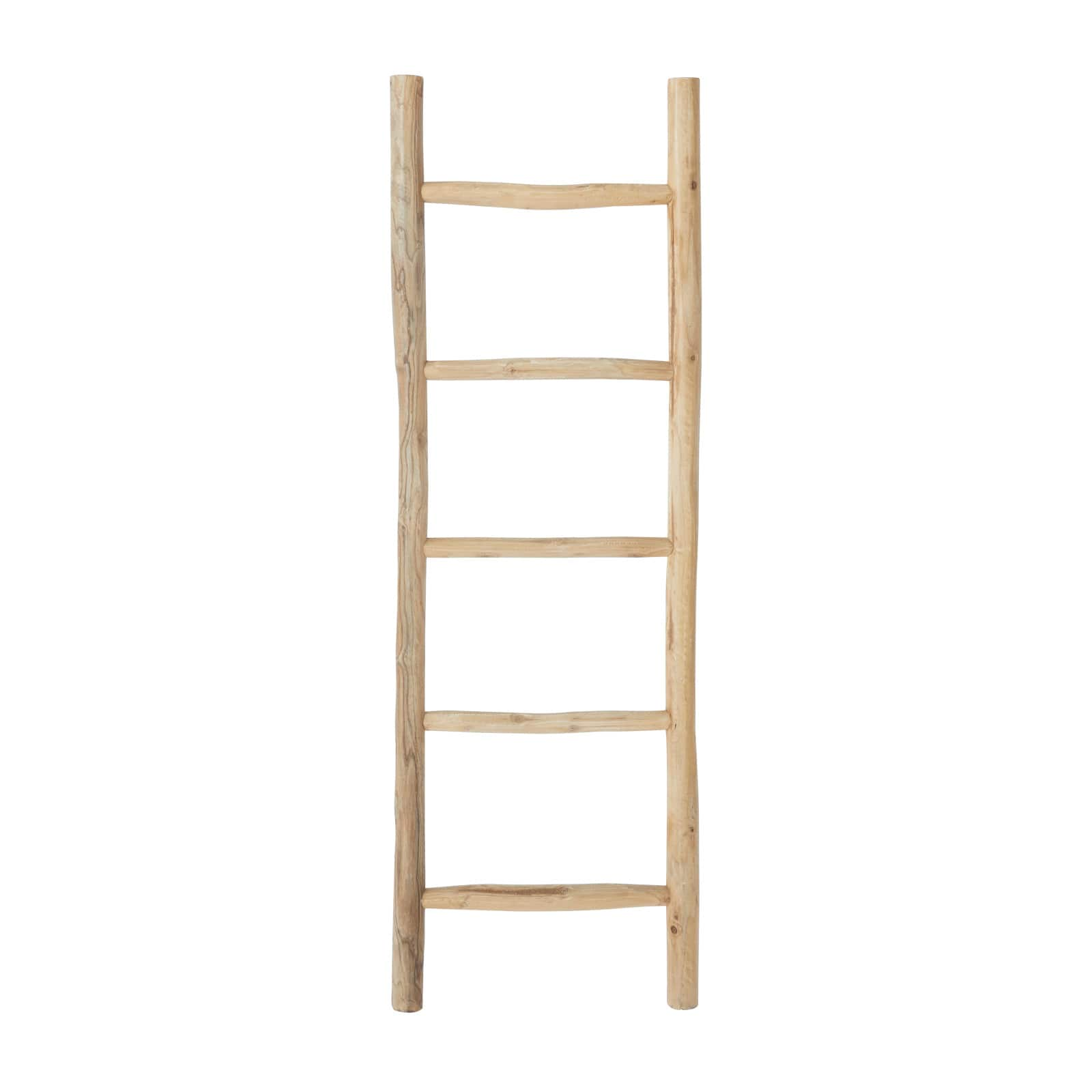 Brown Teak wood Bohemian Ladder, 59&#x22; x 20&#x22; x 2&#x22;