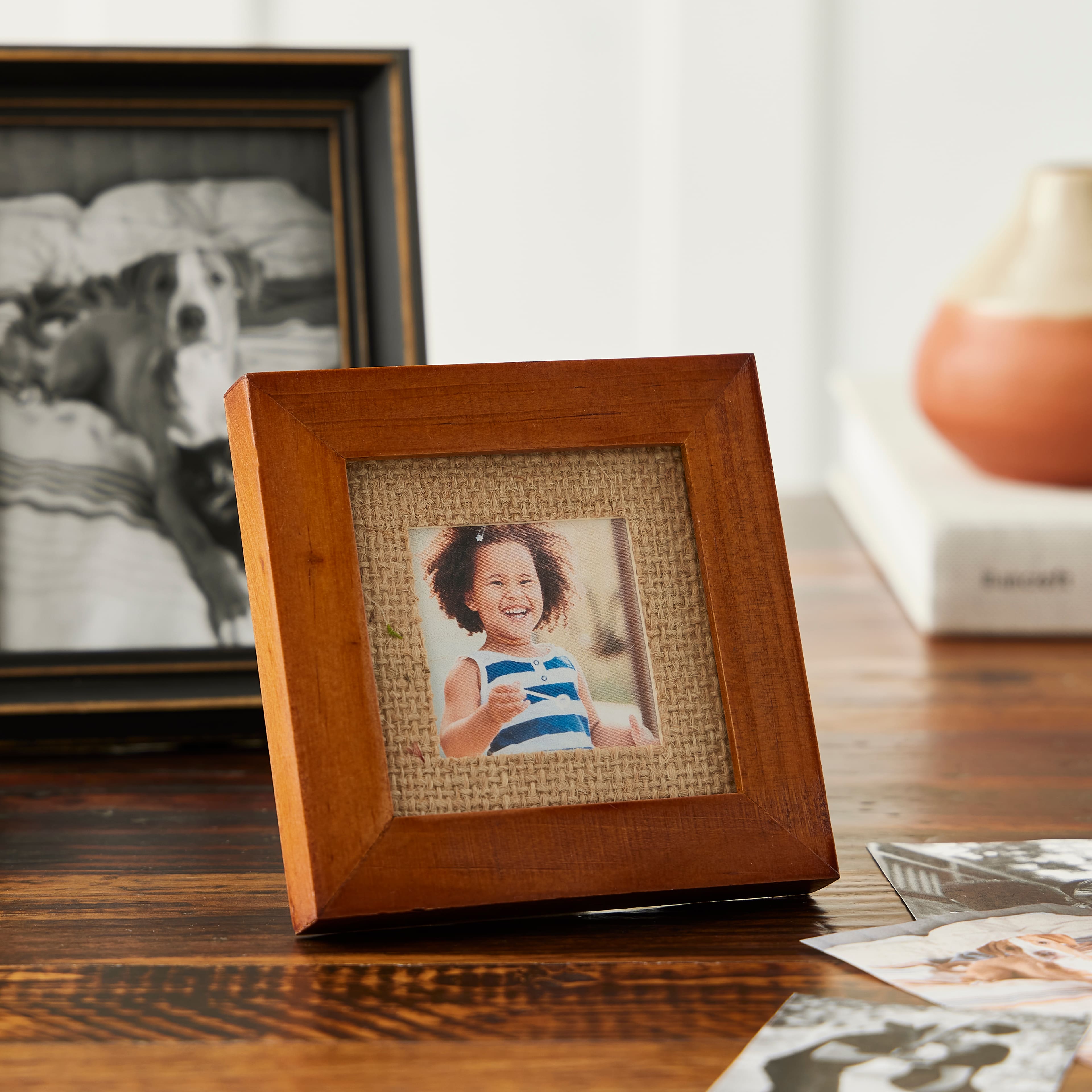 24 Pack: Mini Walnut Frame with Burlap Mat by Studio Décor®
