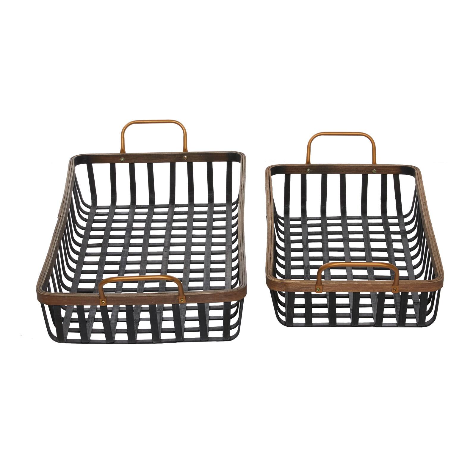 Black Wood Boho Style Tray Set