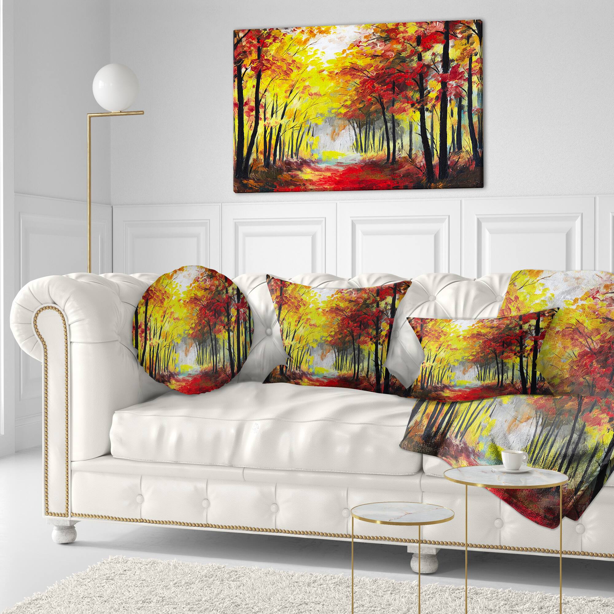 Designart - Walk Through Autumn Forest - Landscape Art Print Canvas