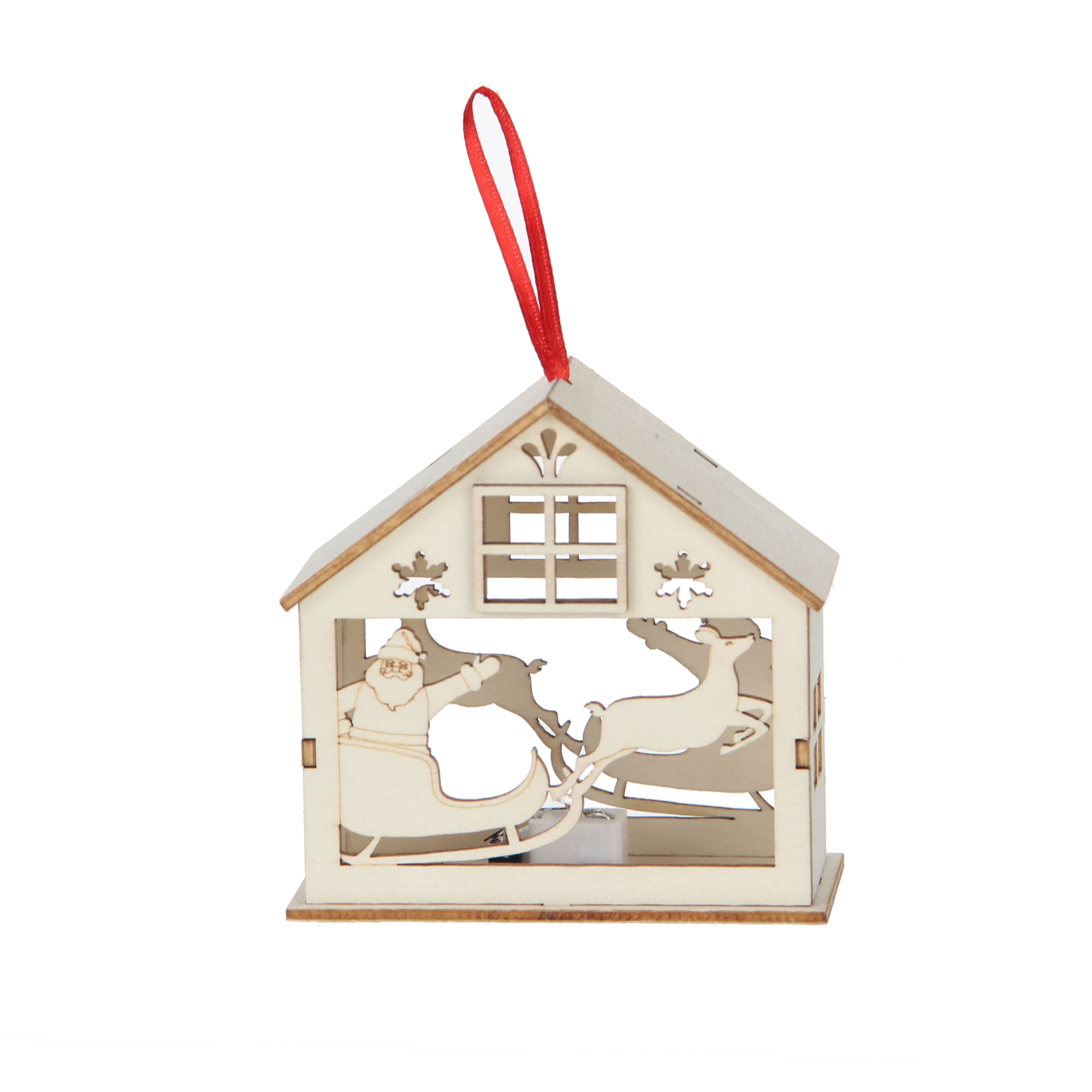 3.75&#x22; DIY LED Unfinished Plywood Santa Village Ornament by Make Market&#xAE;