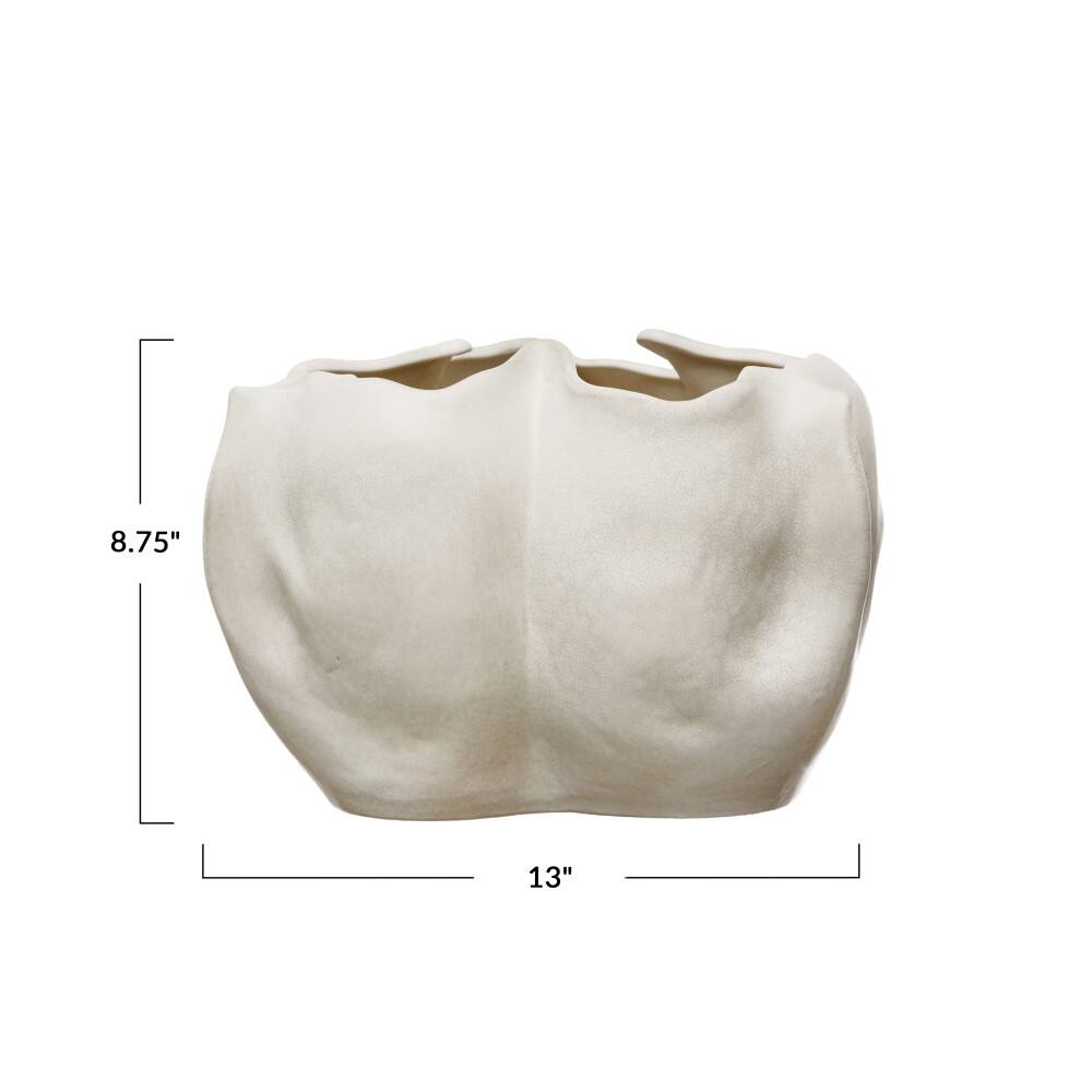 Hello Honey® 13" Natural Modern Organically Shaped Stoneware Planter