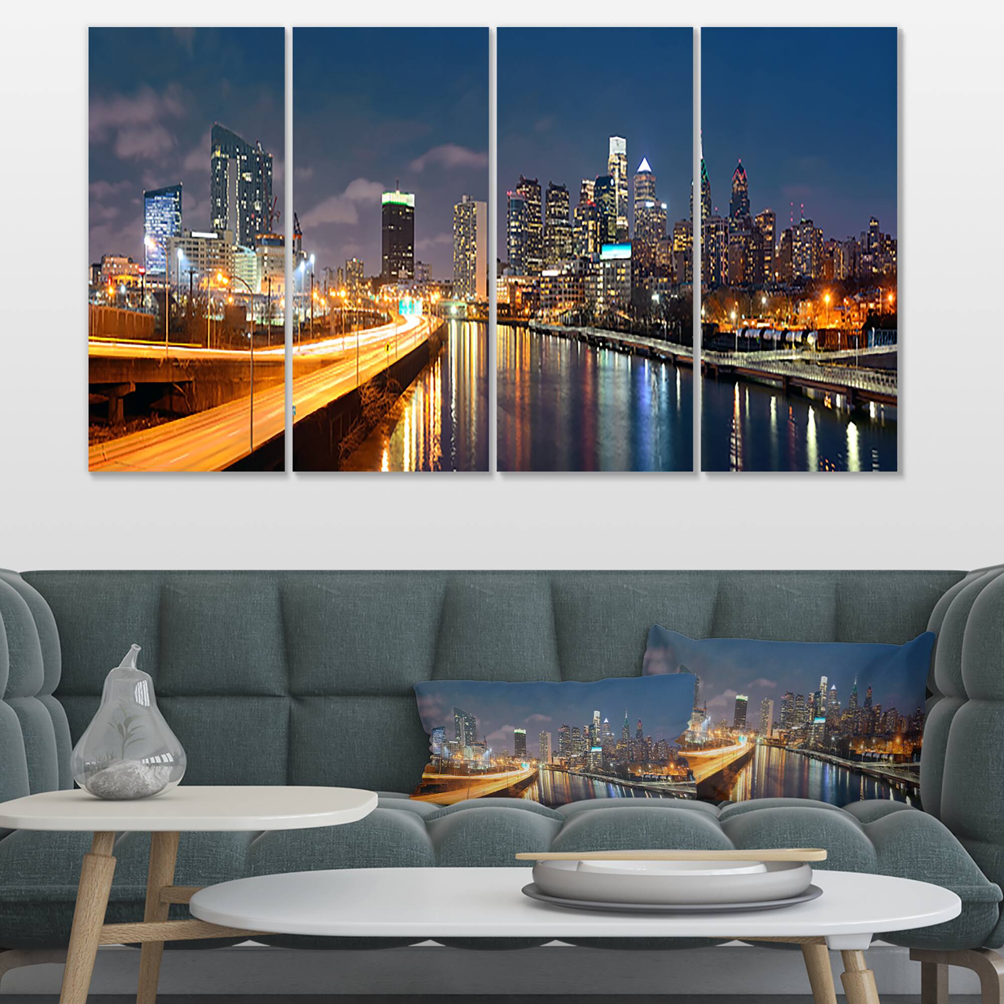 Designart - Philadelphia Skyline at Night