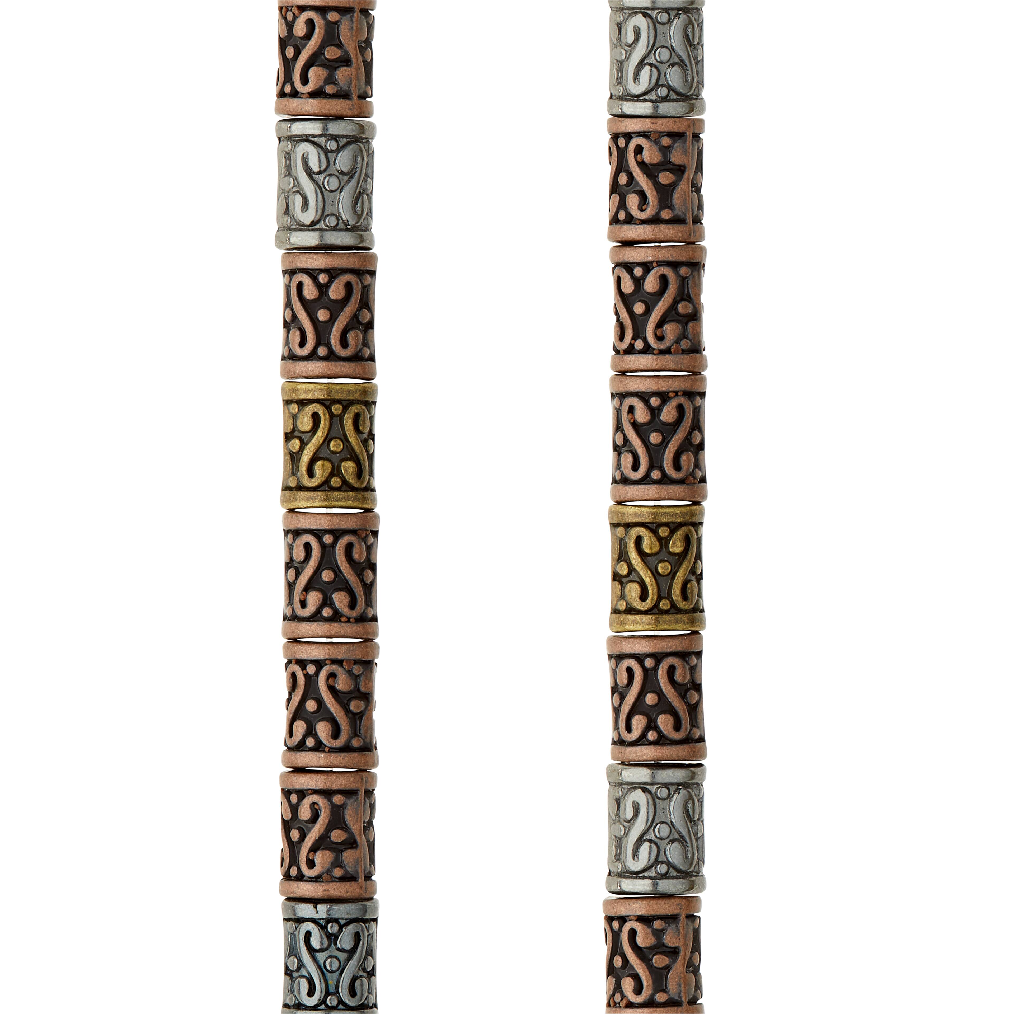 12 Pack: Metal Carved Tube Beads, 9mm by Bead Landing™