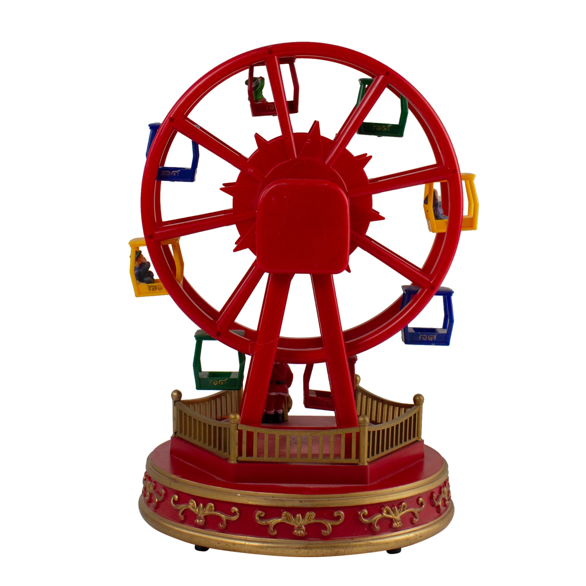 11" Red & Gold LED Musical Rotating Christmas Ferris Wheel