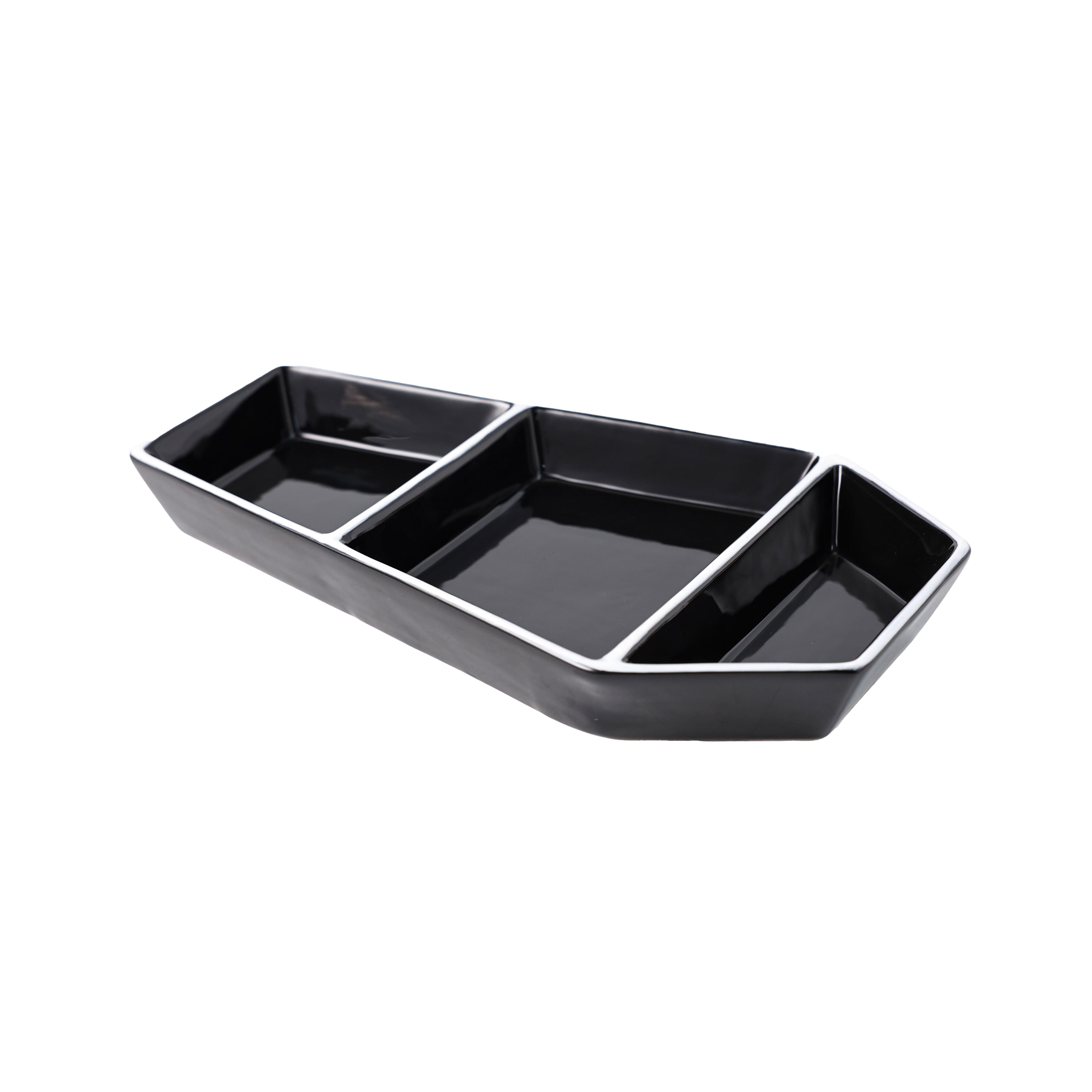 12&#x22; Black Coffin 3-Section Ceramic Platter by Ashland&#xAE;