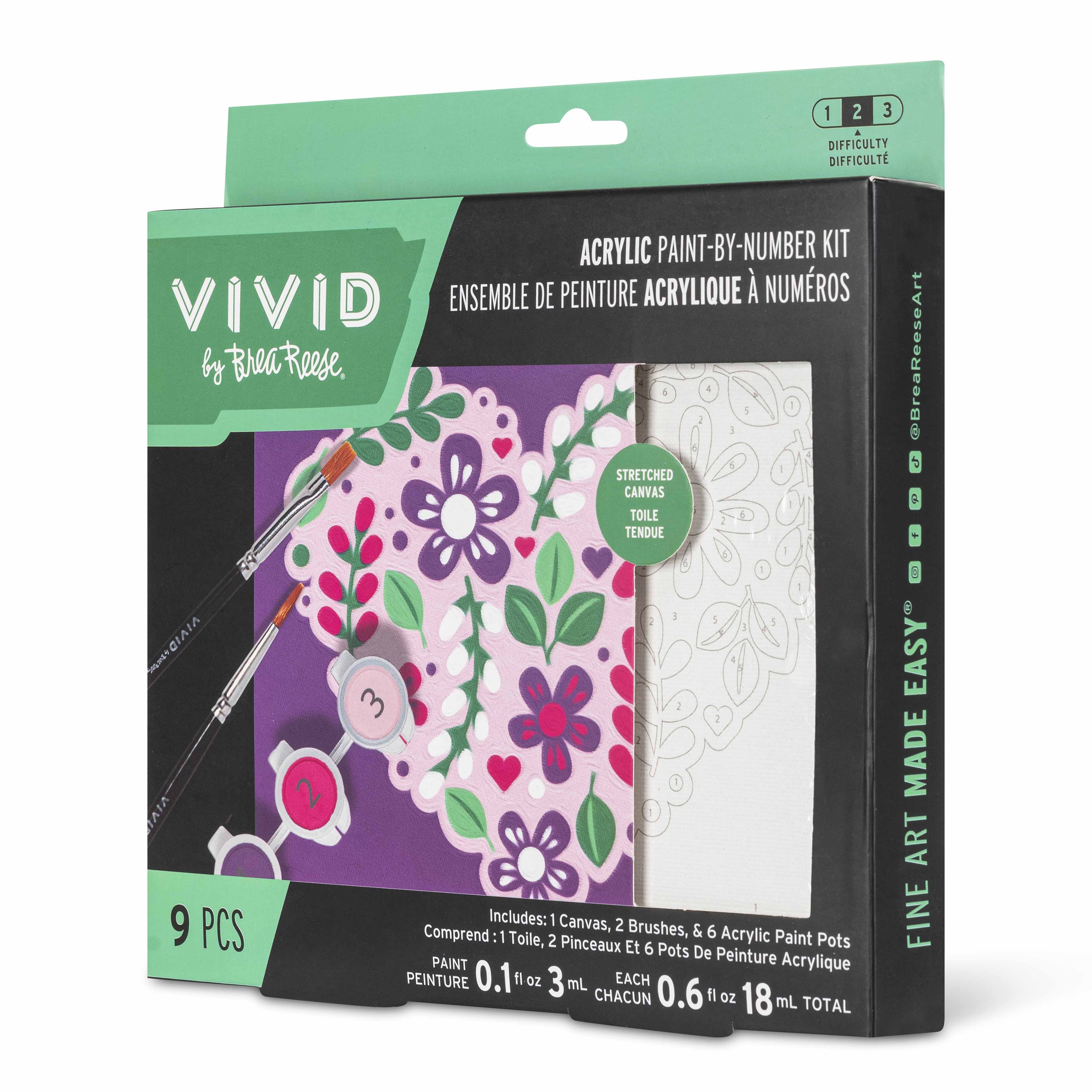 VIVID by Brea Reese&#xAE; Flower Heart Acrylic Paint-by-Number Kit