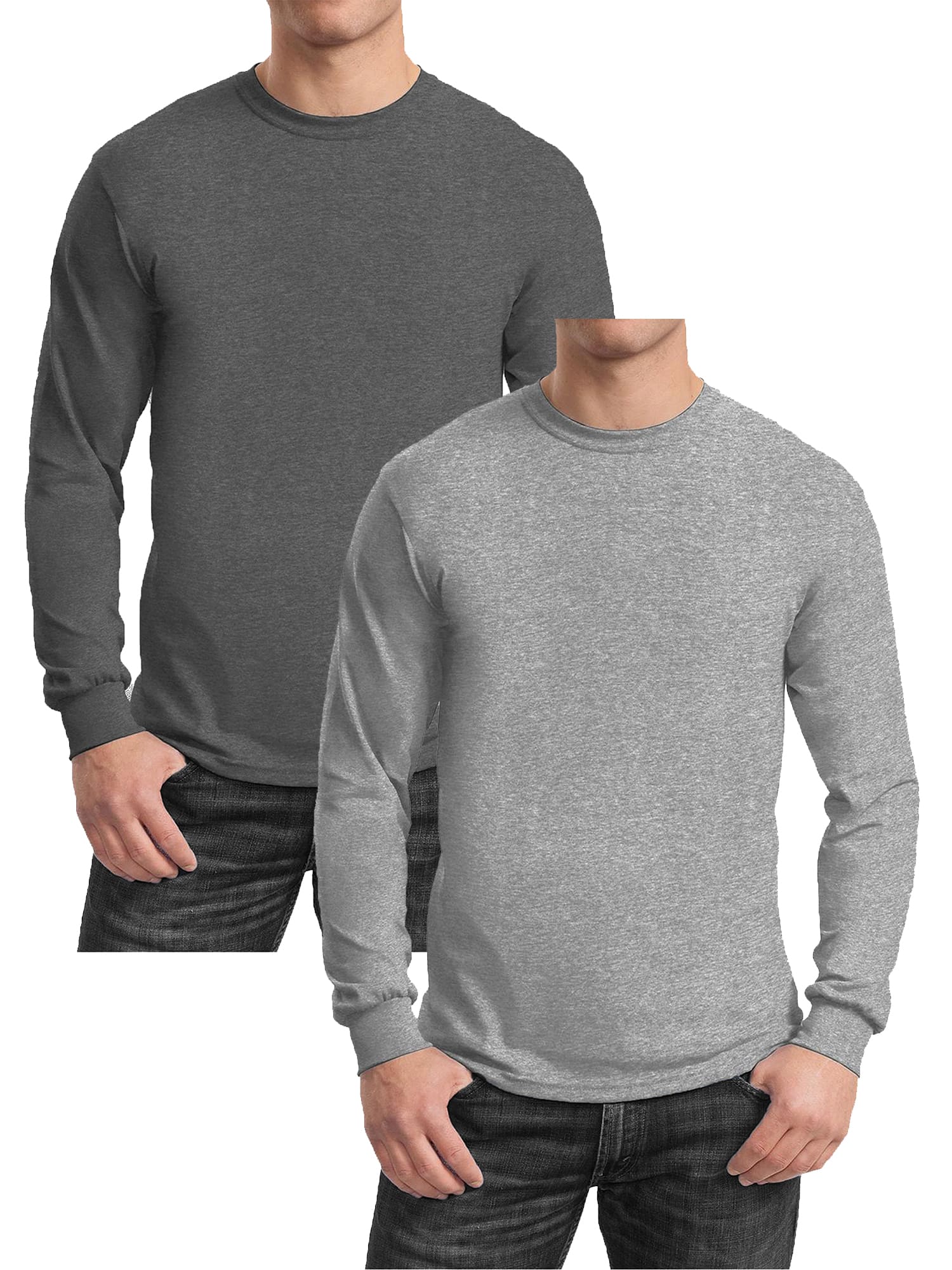 Galaxy by Harvic Long Sleeve Crew Neck Men&#x27;s T-Shirt 2 Pack
