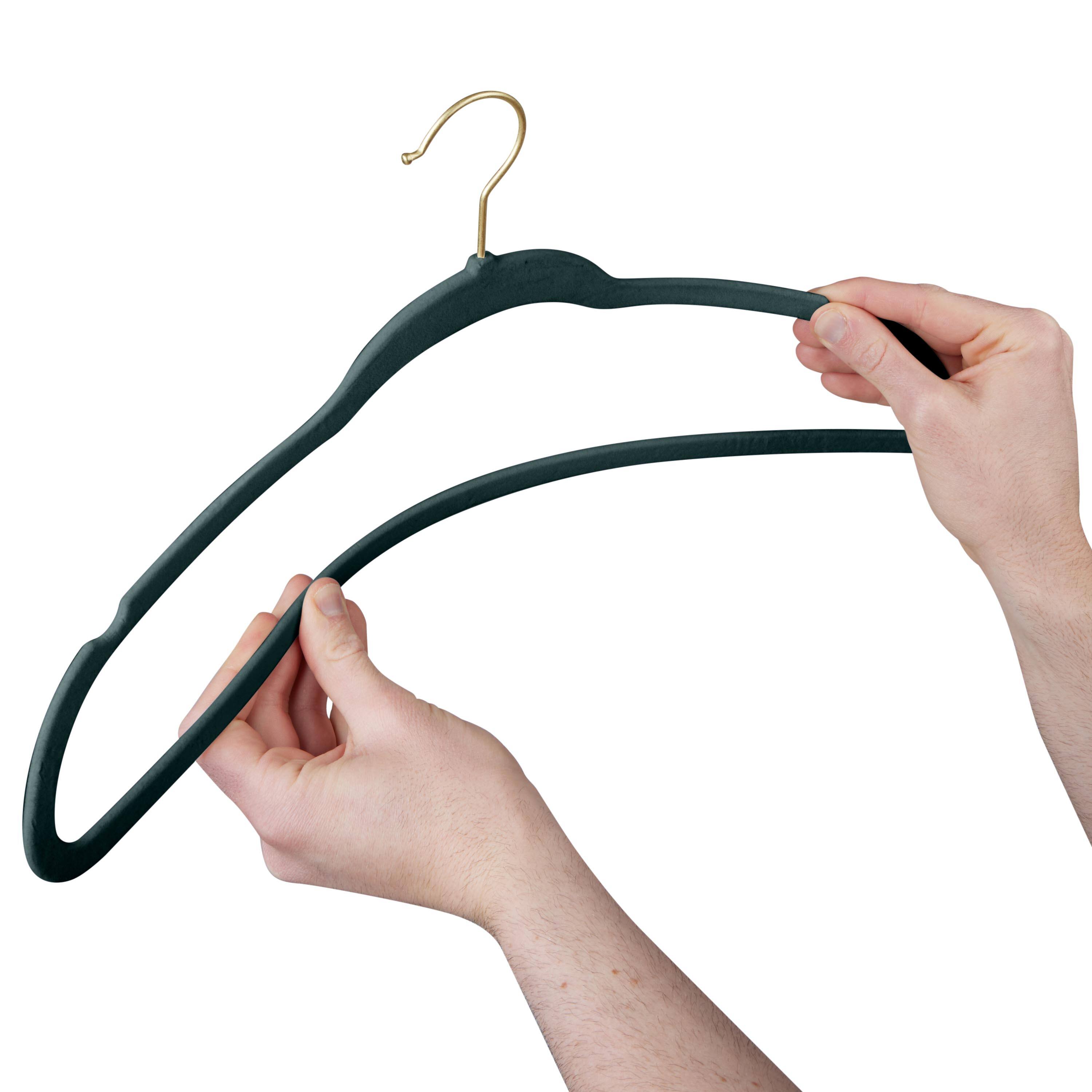 Simplify Slim Velvet Gold Hook Hangers, 25ct.