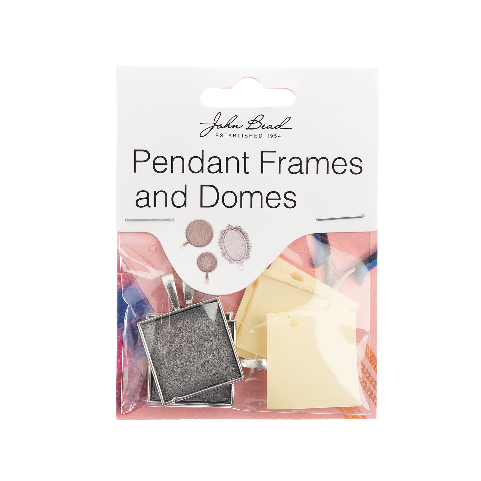 John Bead 23mm Antique Silver Square Pendant Frames, 3ct.