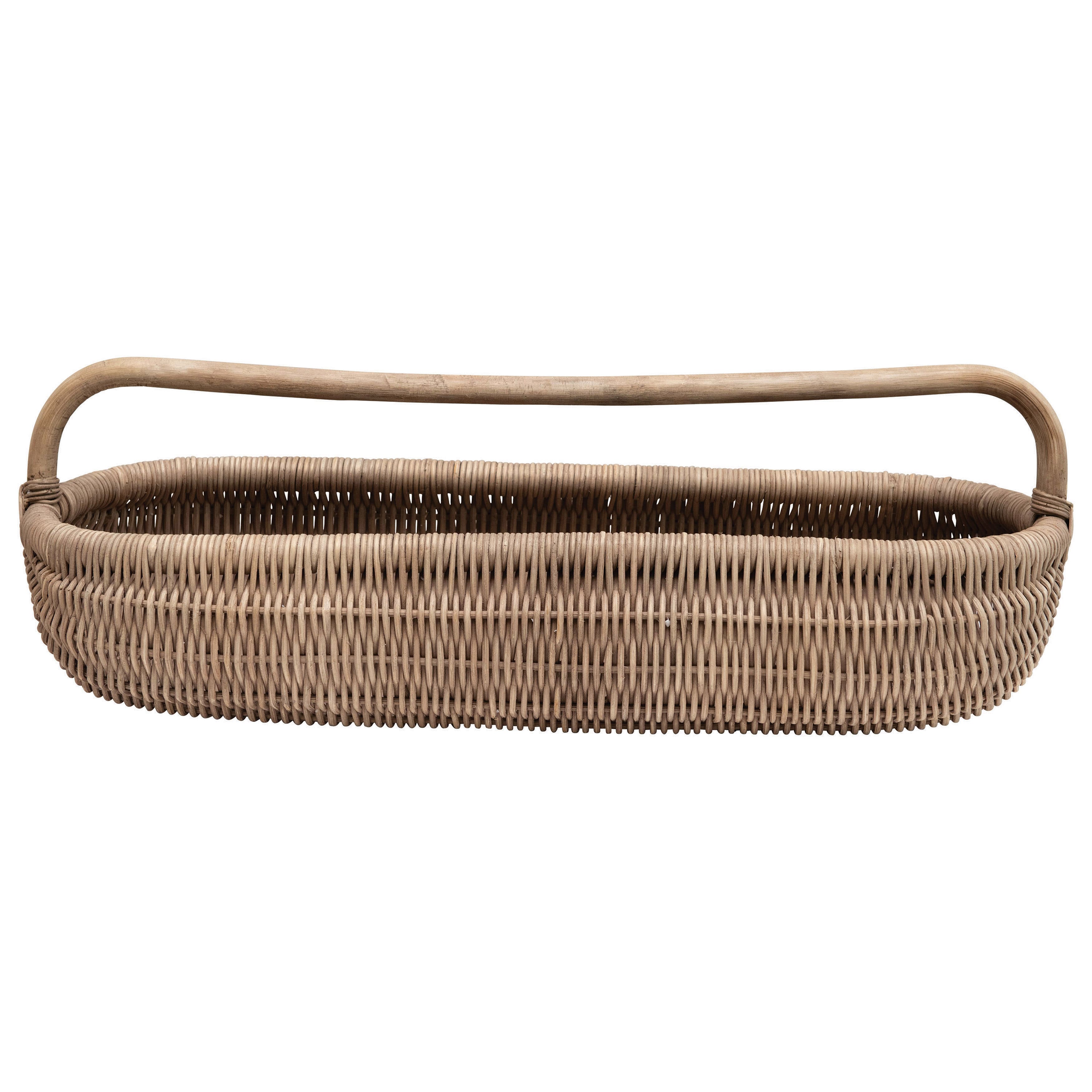 Hello Honey® Natural Hand-Woven Rattan Basket with Handle
