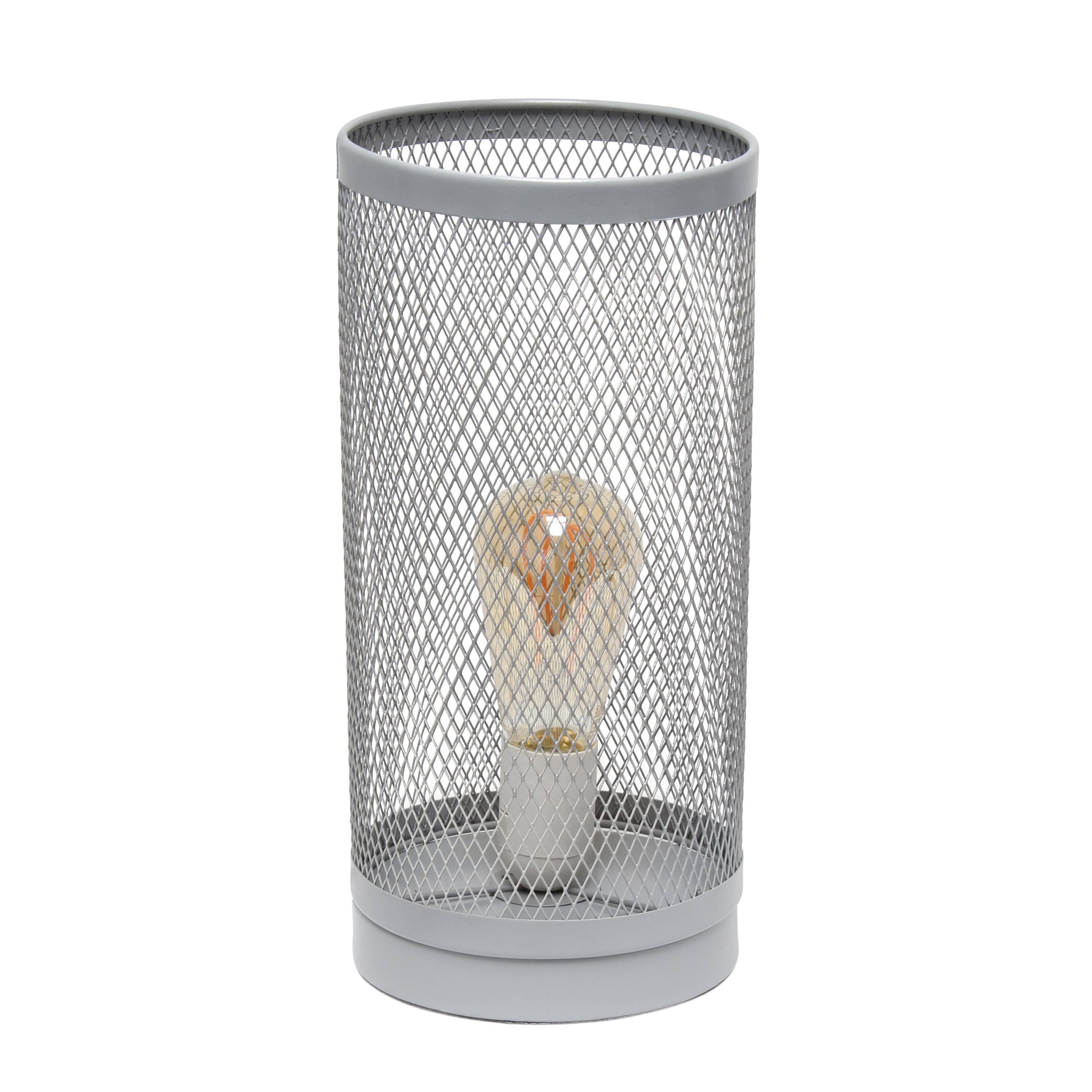 Simple Designs 13&#x22; Mesh Cylindrical Steel Table Lamp