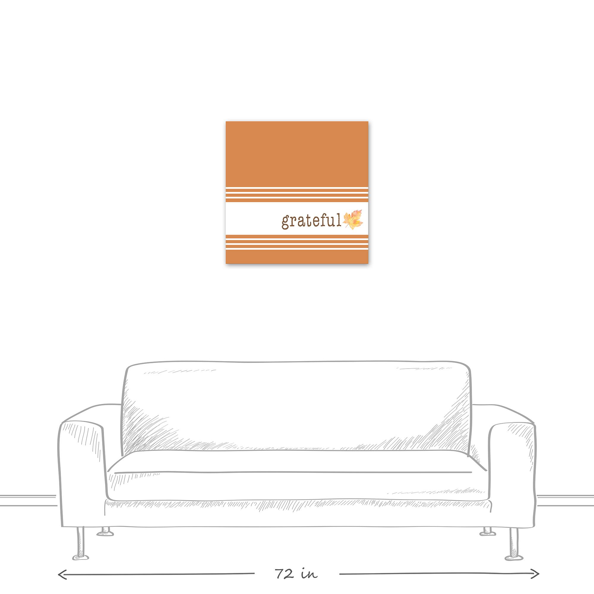 Orange & White Stripes Grateful Fall Canvas Wall Art