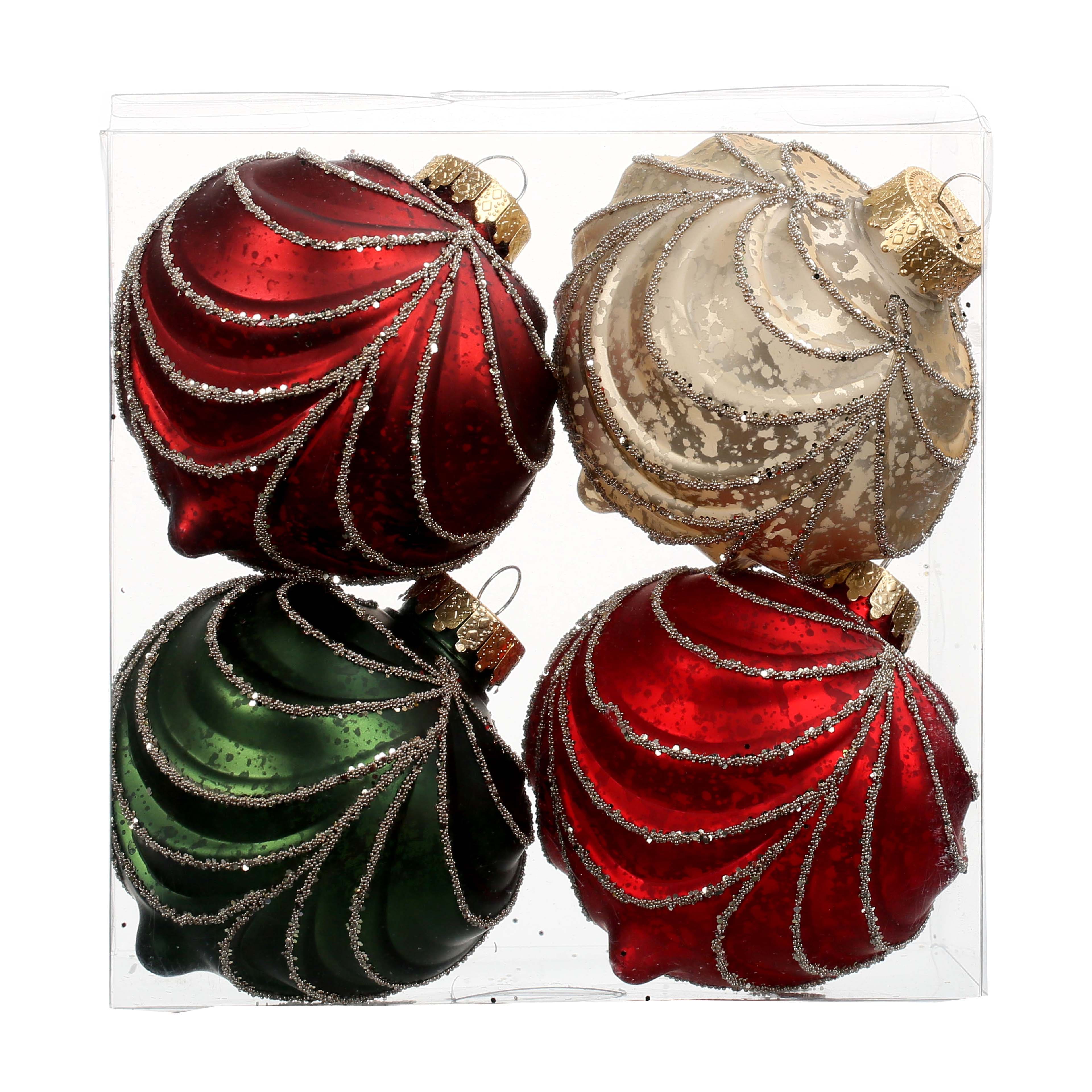 4 Pack 4&#x22; Scalloped Onion Shatterproof Ornaments by Ashland&#xAE;