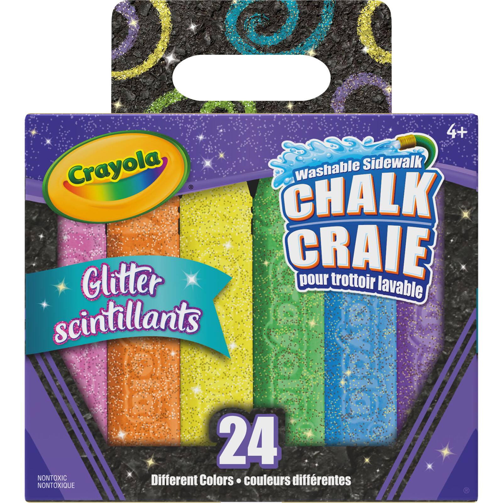 Crayola® Washable Glitter Sidewalk Chalk, 3 Packs of 24