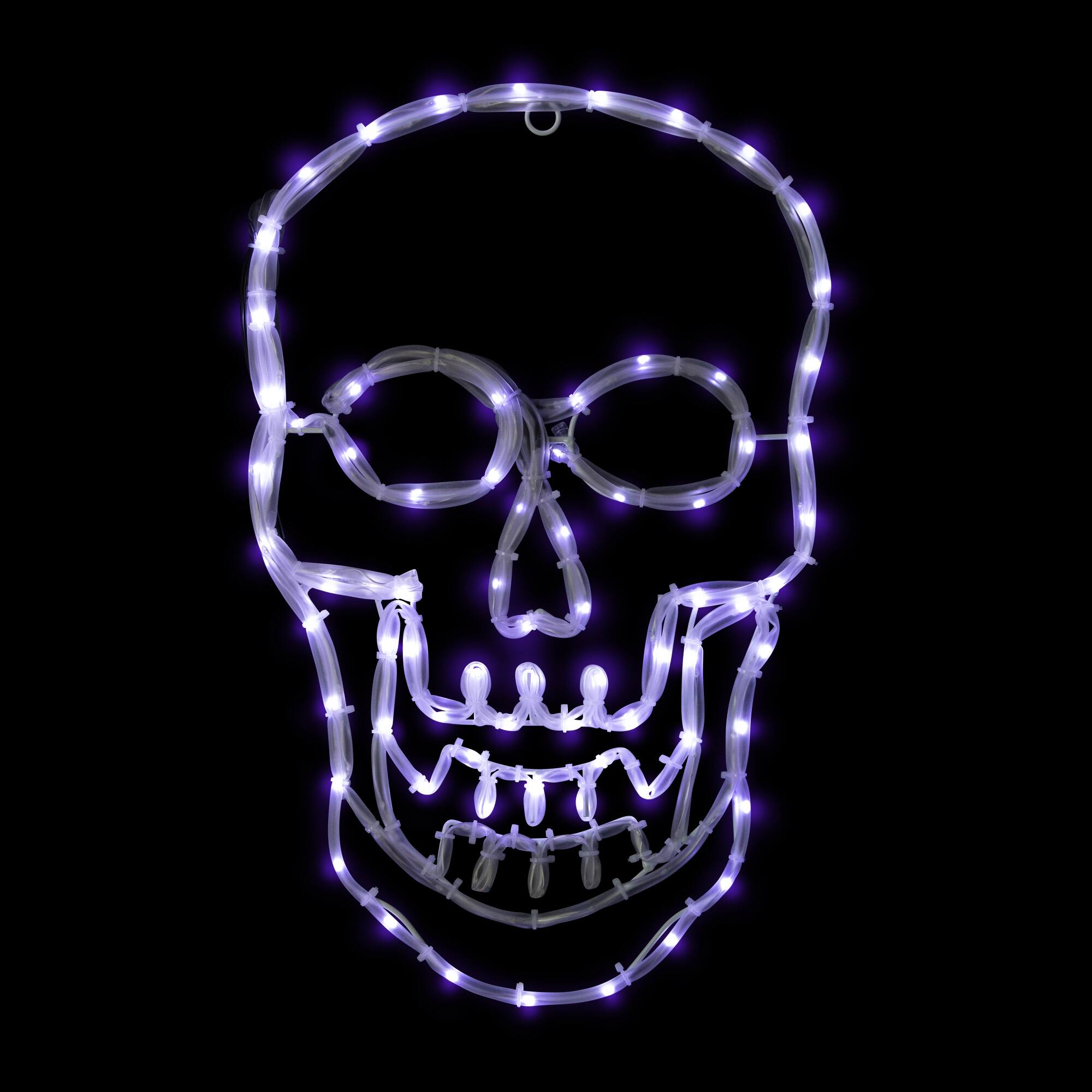 18" White Skull 4-Function LED Halloween Window Silhouette