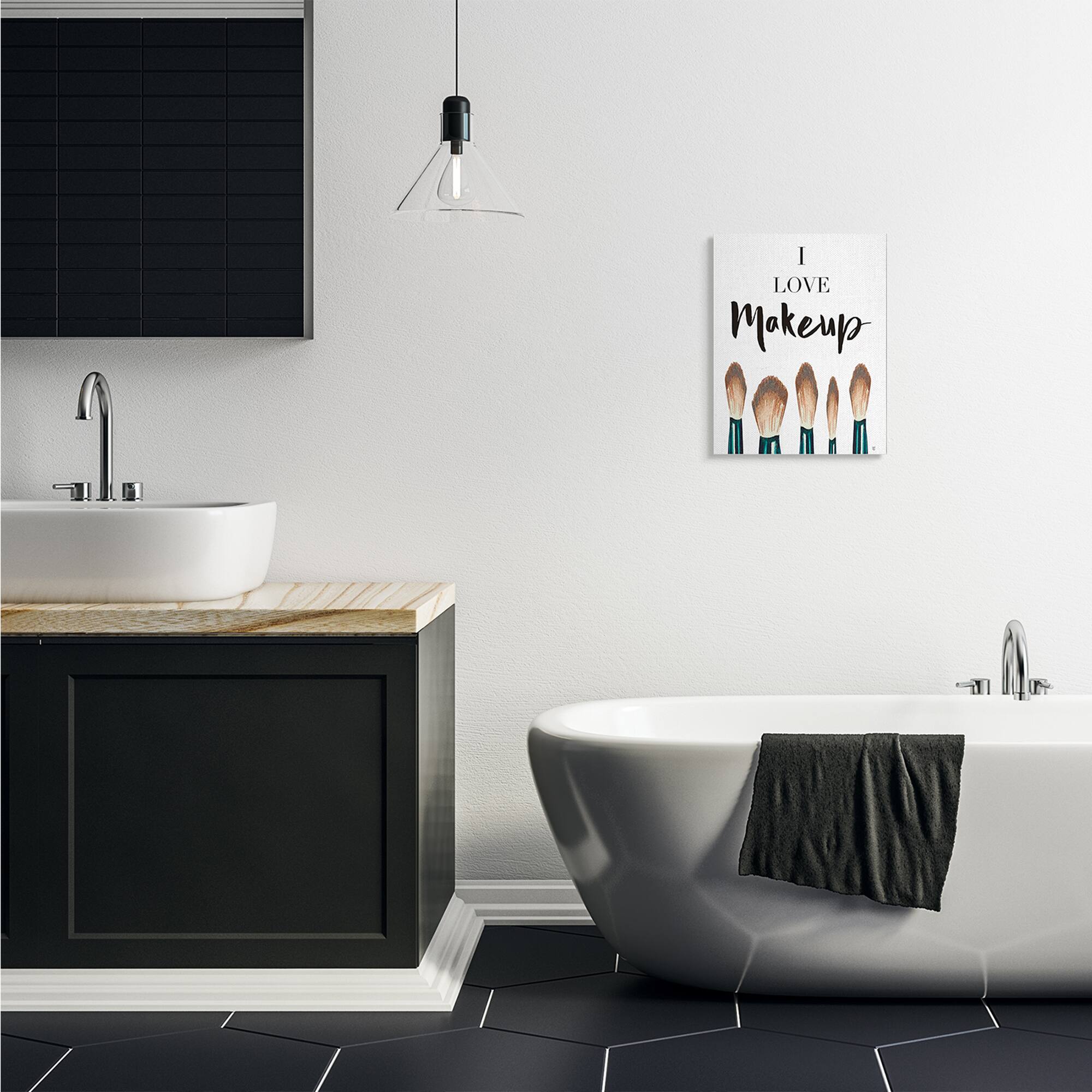 Stupell Industries I Love Makeup Expression Glam Cosmetic Brushes Canvas Wall Art