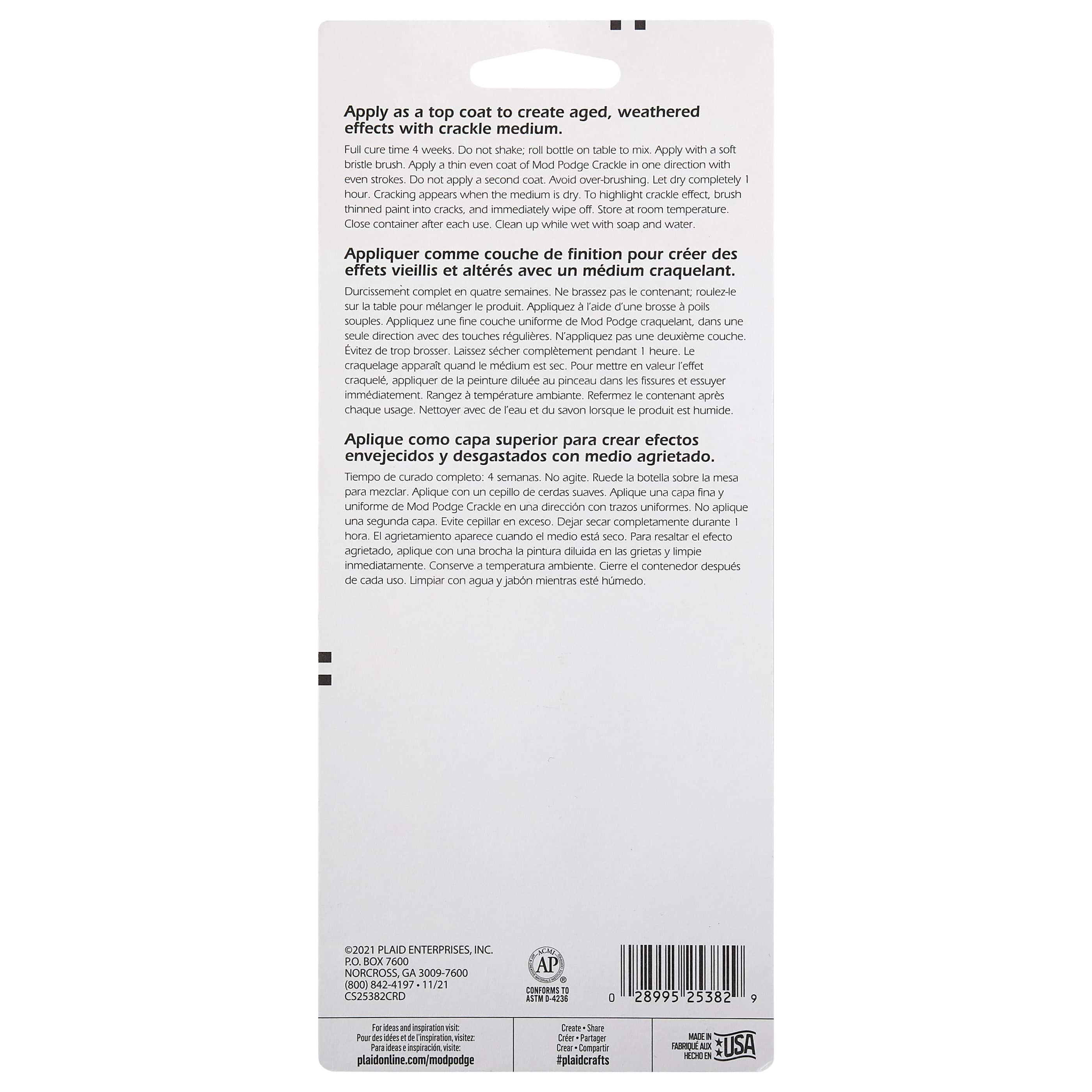 Ensemble de produit pour effet craquelé et de pinceau Mod Podge