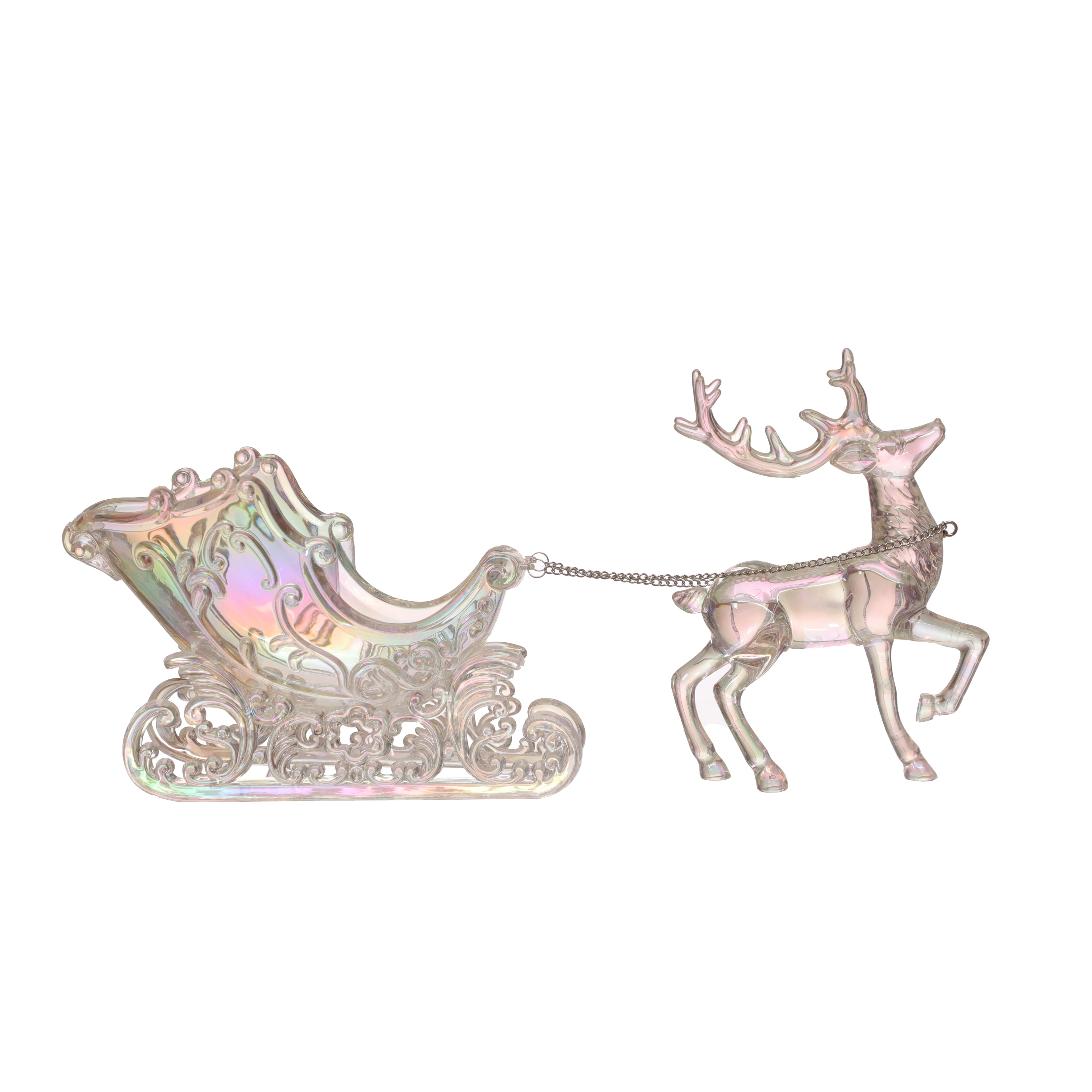 14.5&#x22; Iridescent Sleigh &#x26; Reindeer Acrylic Tabletop D&#xE9;cor by Ashland&#xAE;
