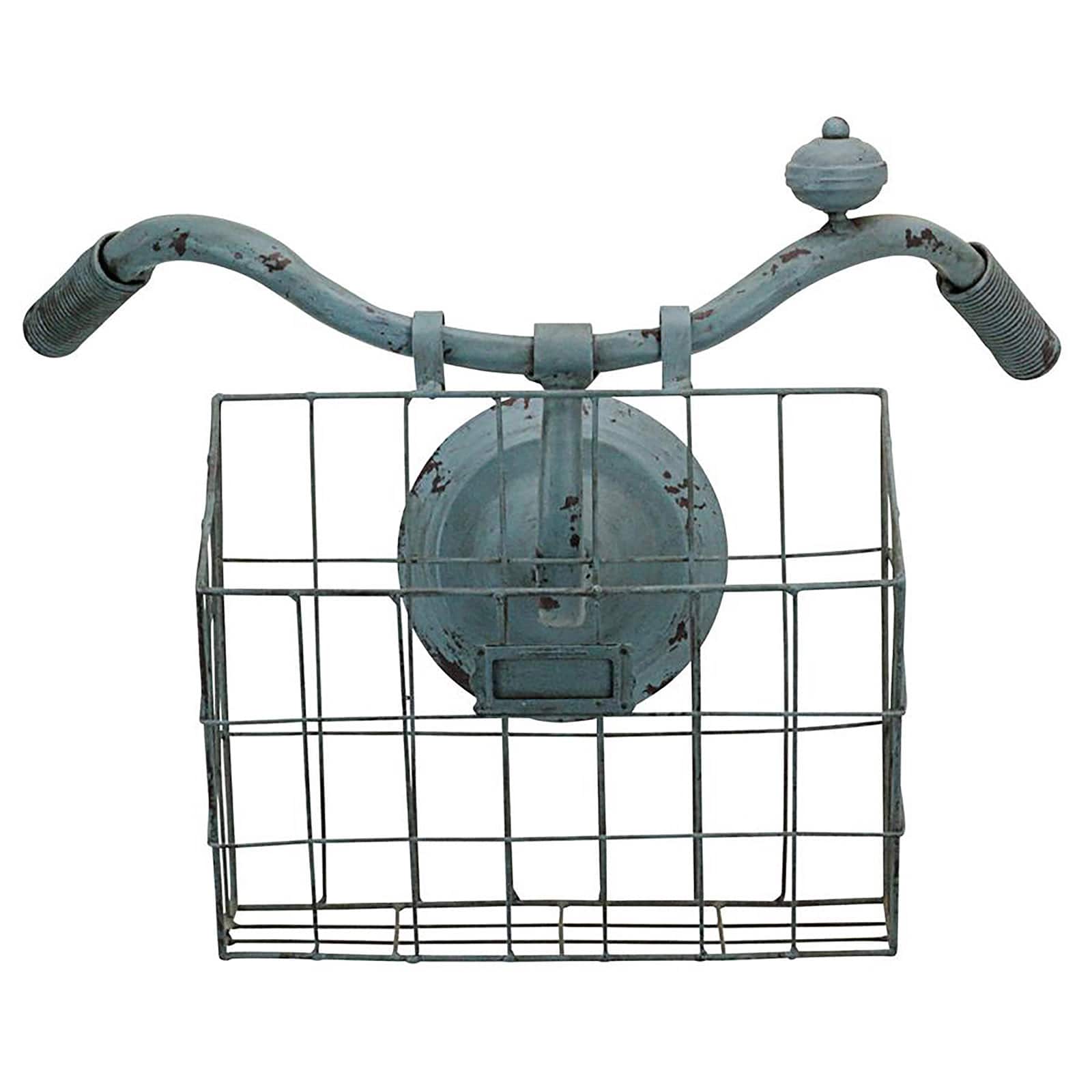 Design Toscano Blue Distressed Vintage Bicycle Basket Wall Sculpture