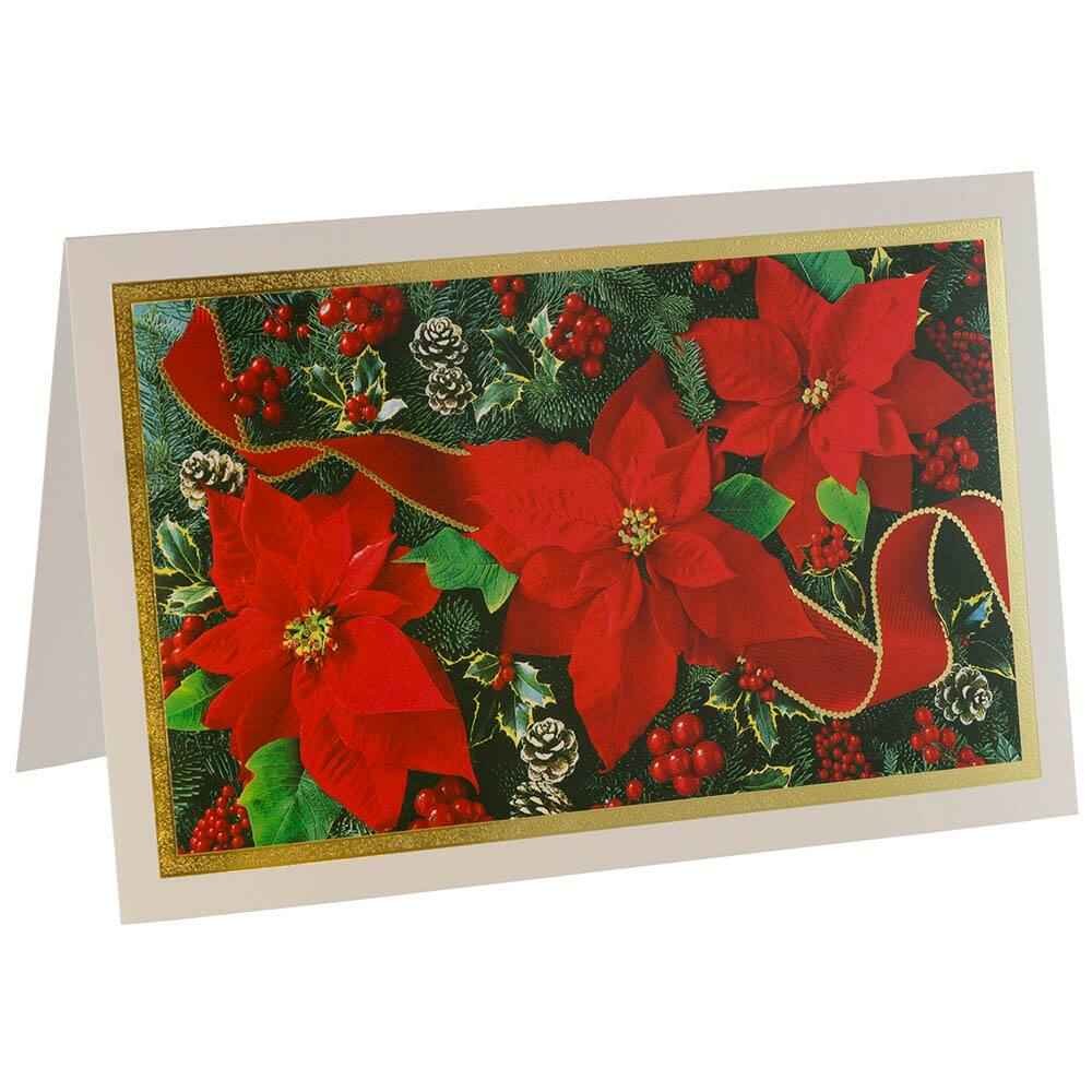 JAM Paper A8 Modern Poinsettia Christmas Cards & Envelopes, 10ct.