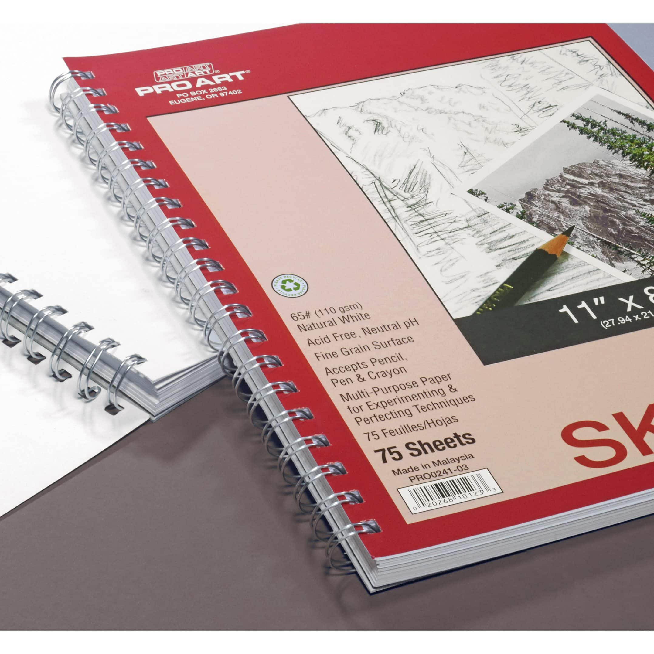 Pro Art&#xAE; Side Wire Sketch Pad, 8.5&#x22; x 11&#x22;