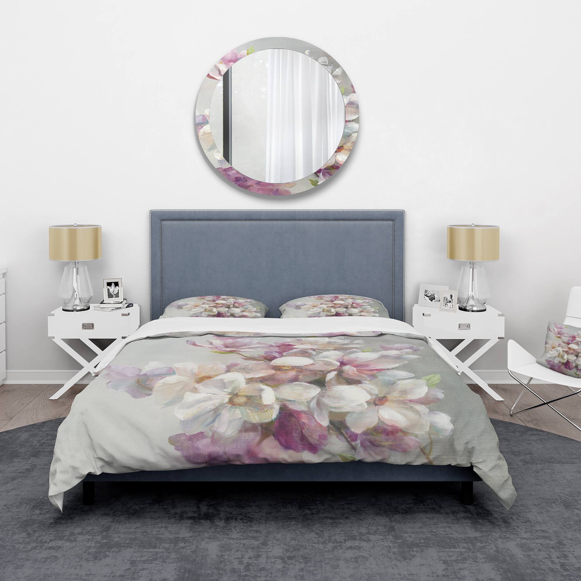 Designart &#x27;Pink Magnolia Flowers&#x27; Shabby Bedding Set - Duvet Cover &#x26; Shams