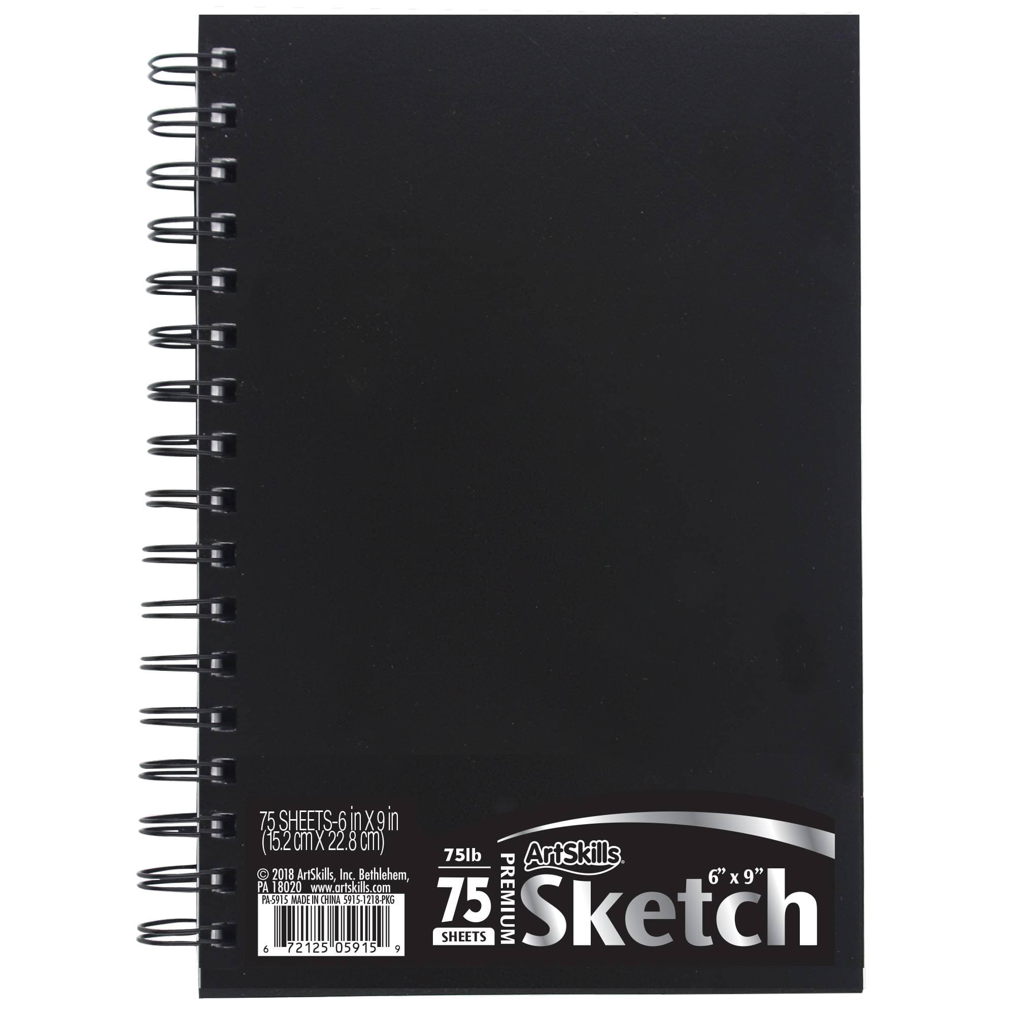 ArtSkills® Black Spiral Sketchbook with Perforated Pages, 6" x 9"