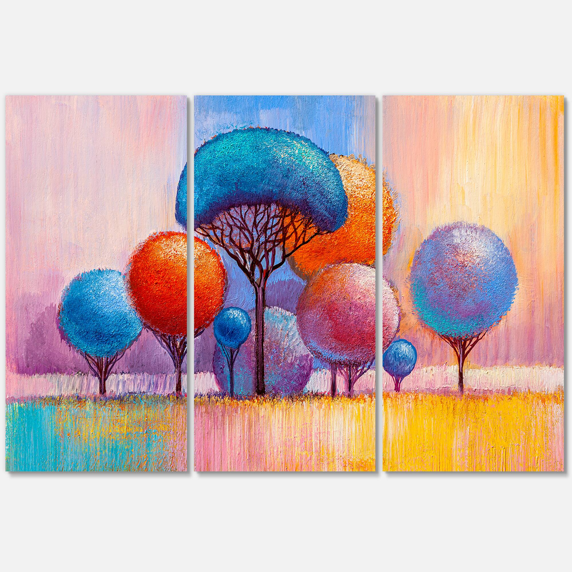 Designart - Autumn Fantasy Trees II - Modern Canvas Wall Art Print