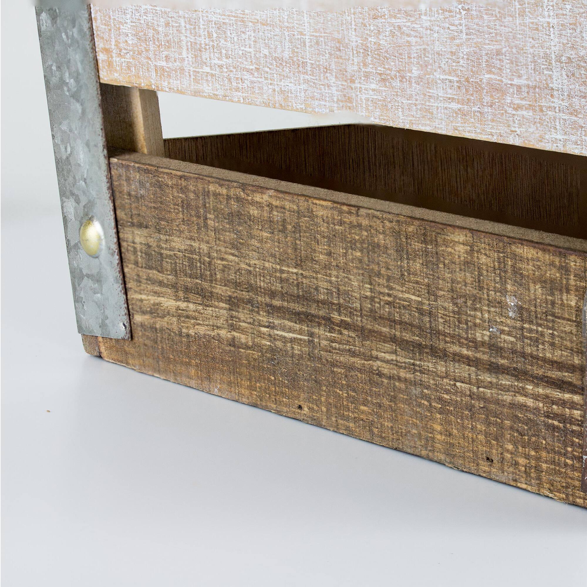 17.5&#x22; Wood &#x26; Metal Storage Crate