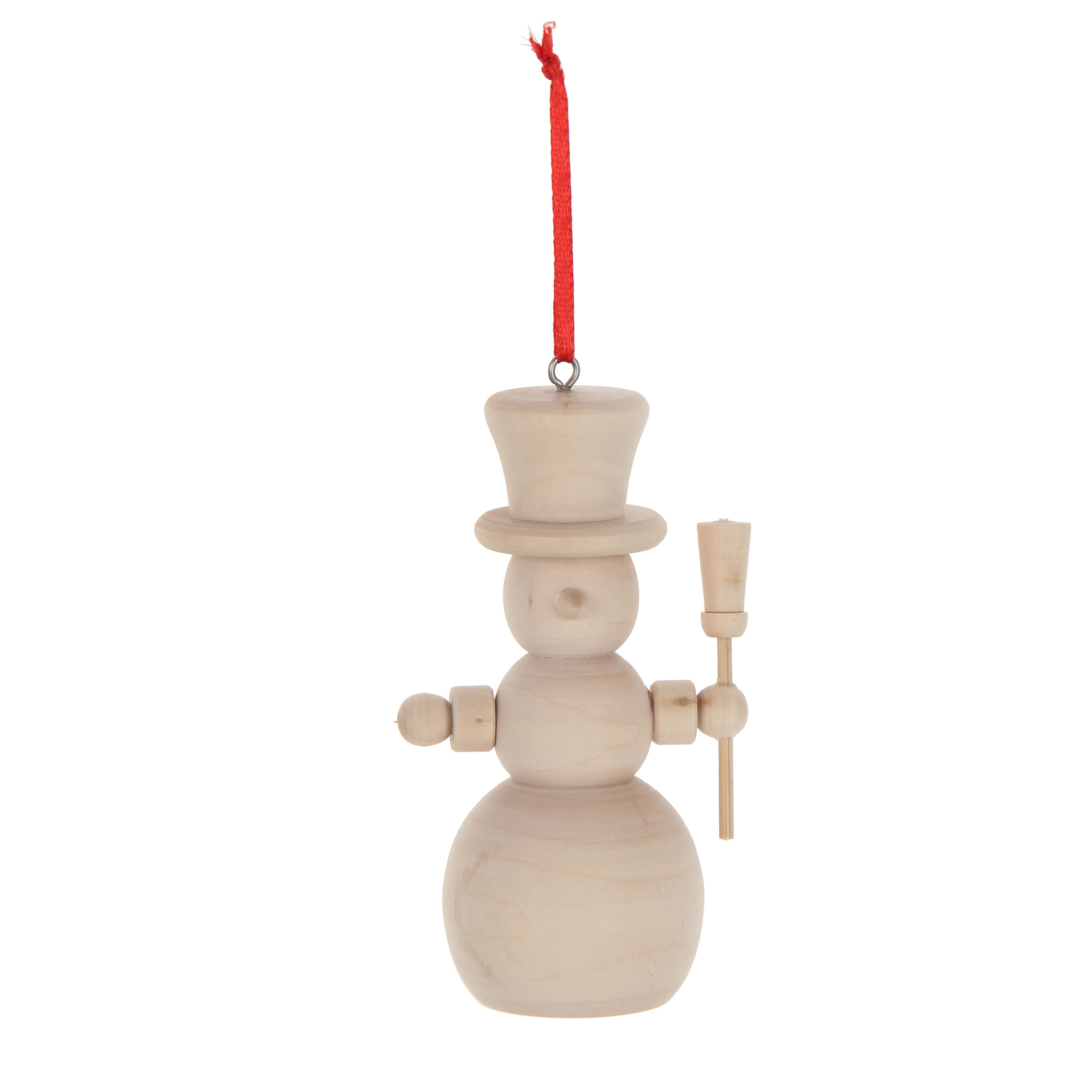 4.25&#x22; DIY Unfinished Wood Snowman Ornament by Make Market&#xAE;