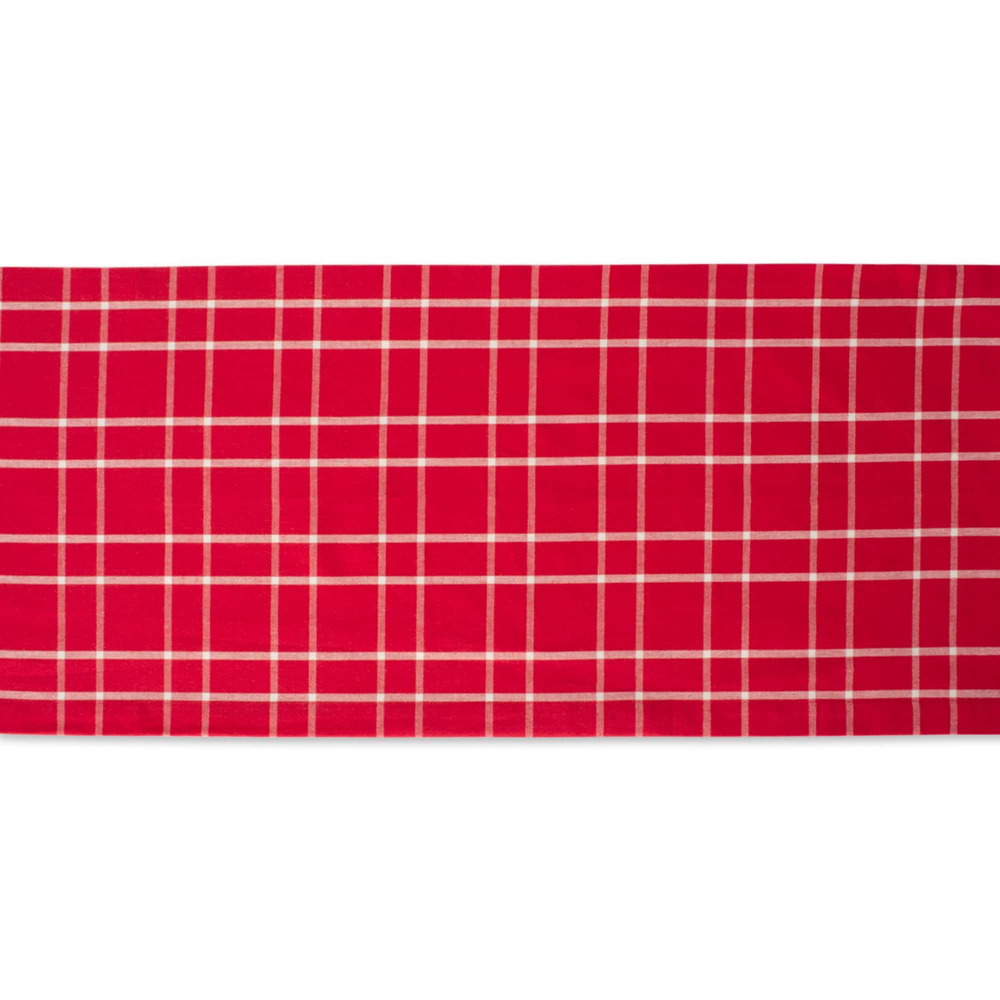 DII&#xAE; 108&#x22; Holly Berry Plaid Table Runner