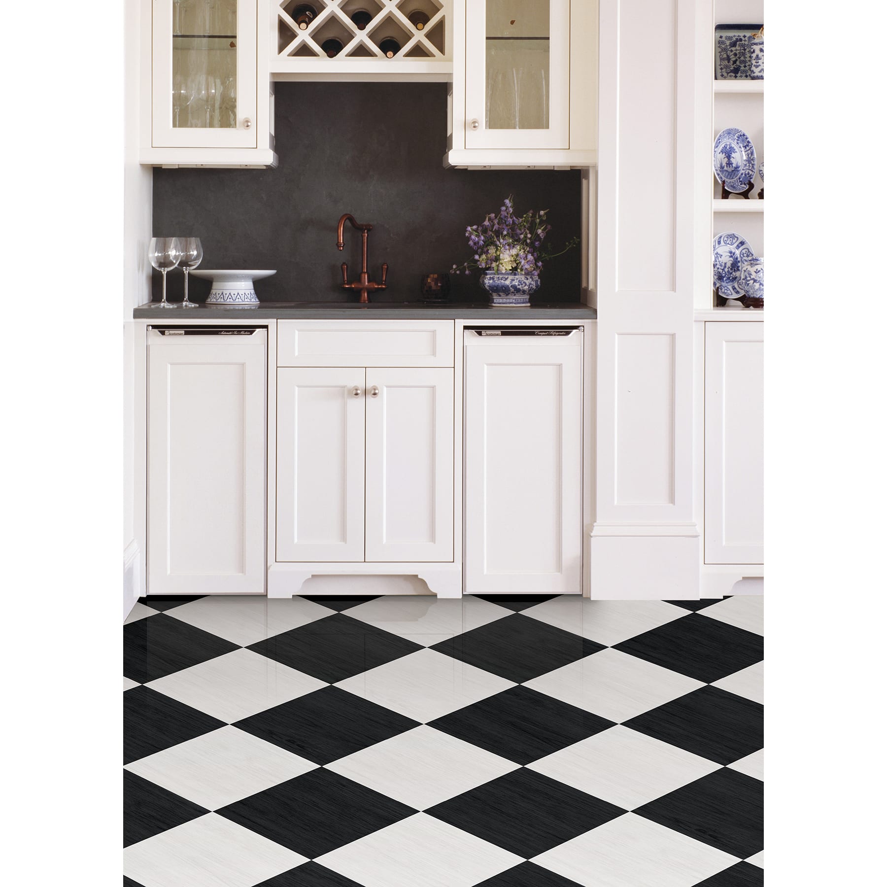 FloorPops Checkered Peel &#x26; Stick Floor Tiles