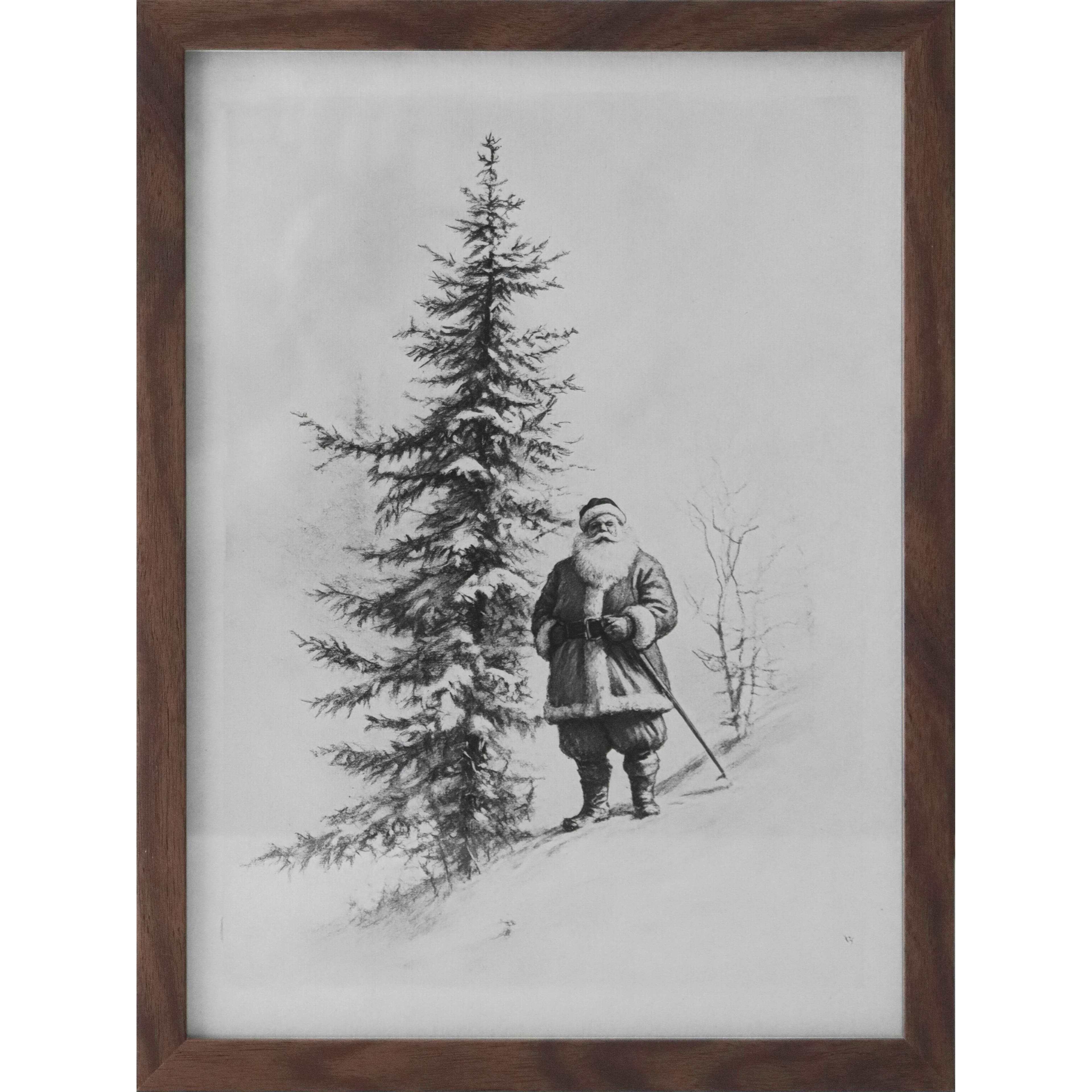 12" x 16" Black & White Santa Sketch with Tree Wall Décor by Ashland®