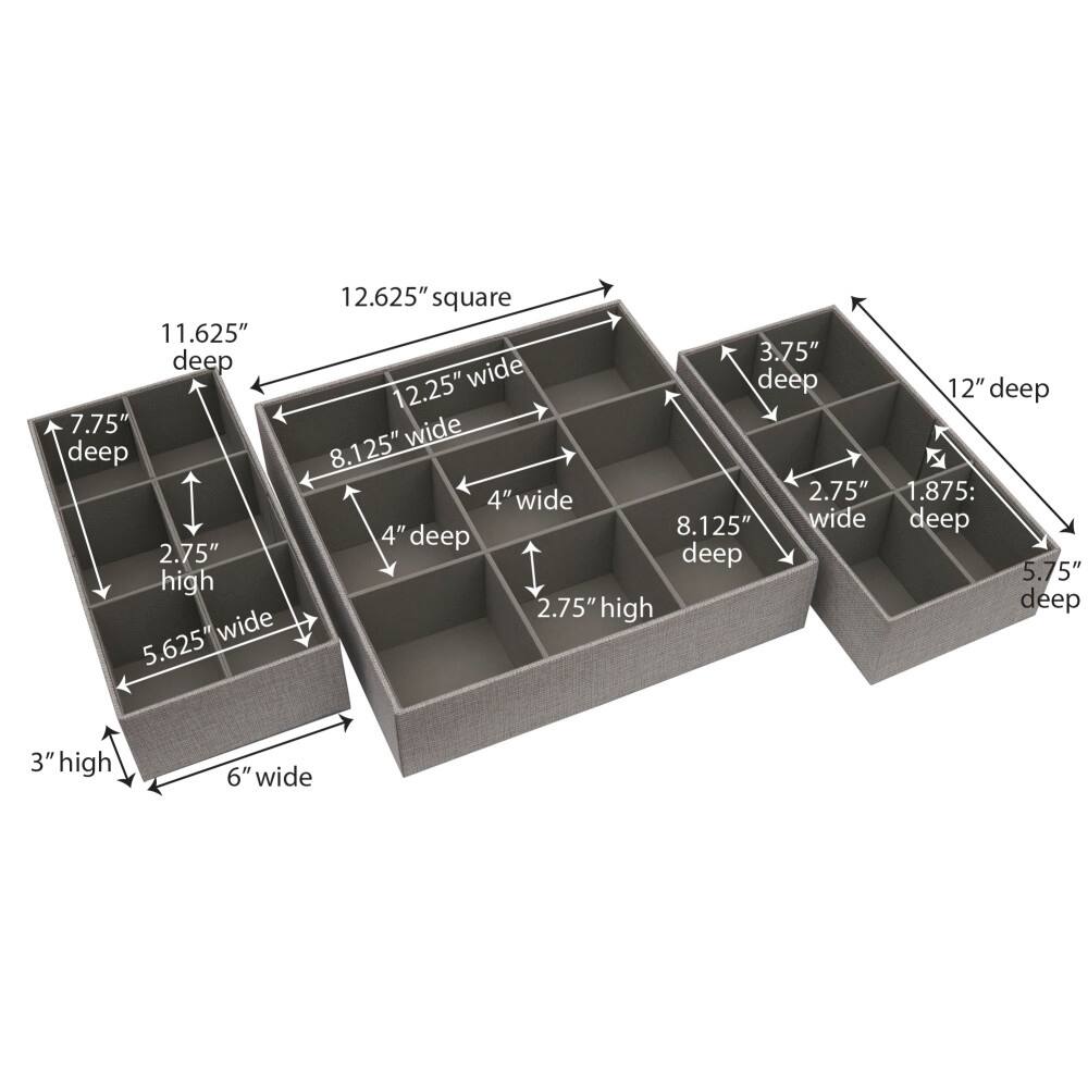 Household Essentials 3 Piece Drawer Organizers Starter Set