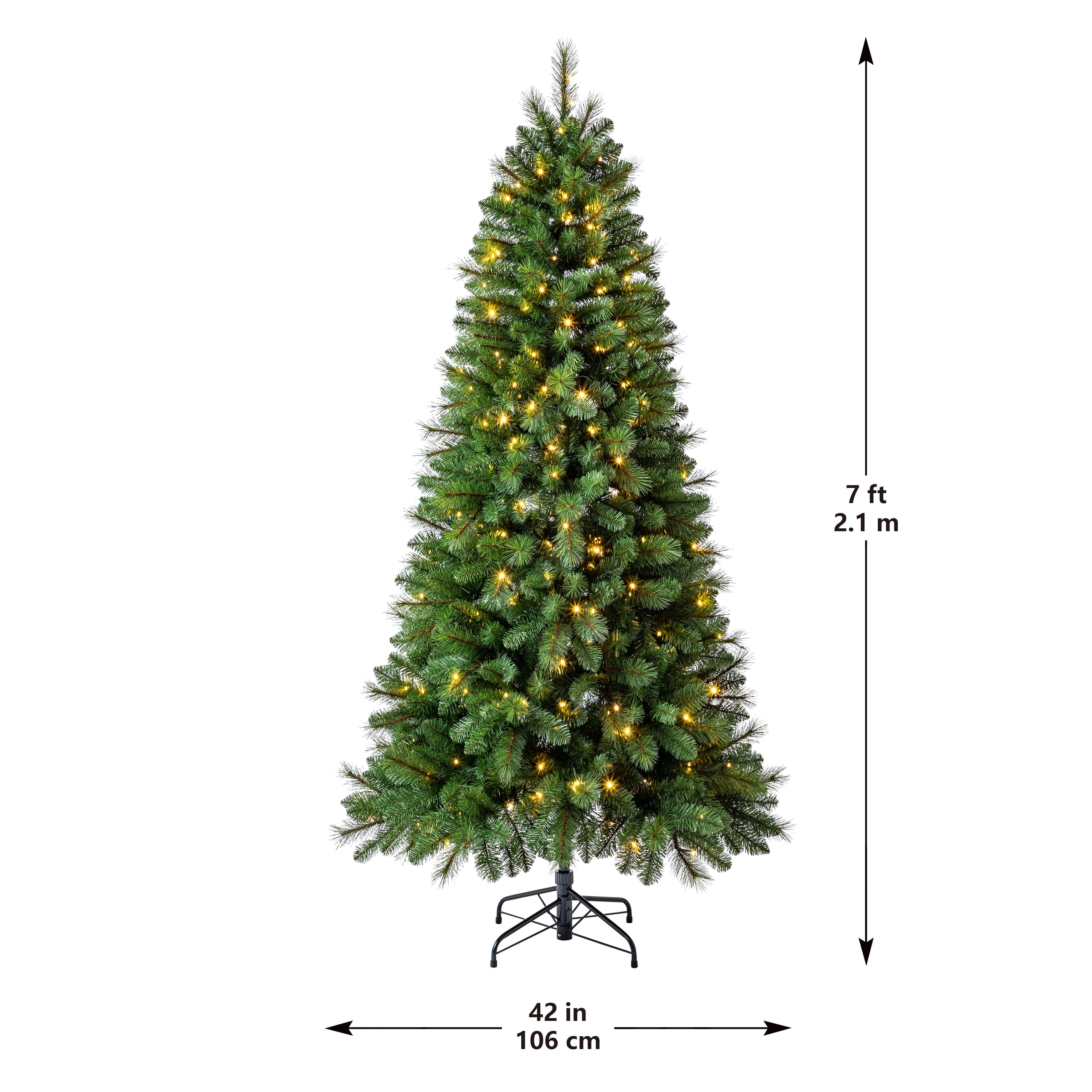7ft. Pre-Lit Hudson Pine Artificial Christmas Tree, LumaDazzle&#x2122; Color Changing Twinkle LED Lights