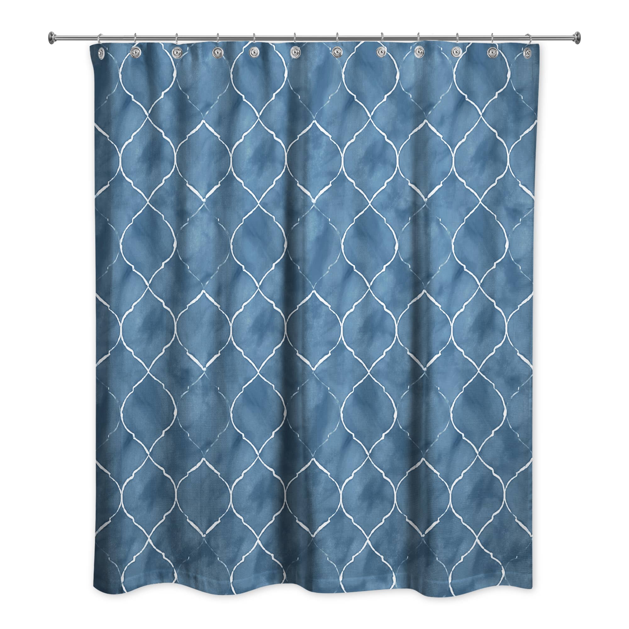 Blue Ogee Pattern 71" x 74" Shower Curtain