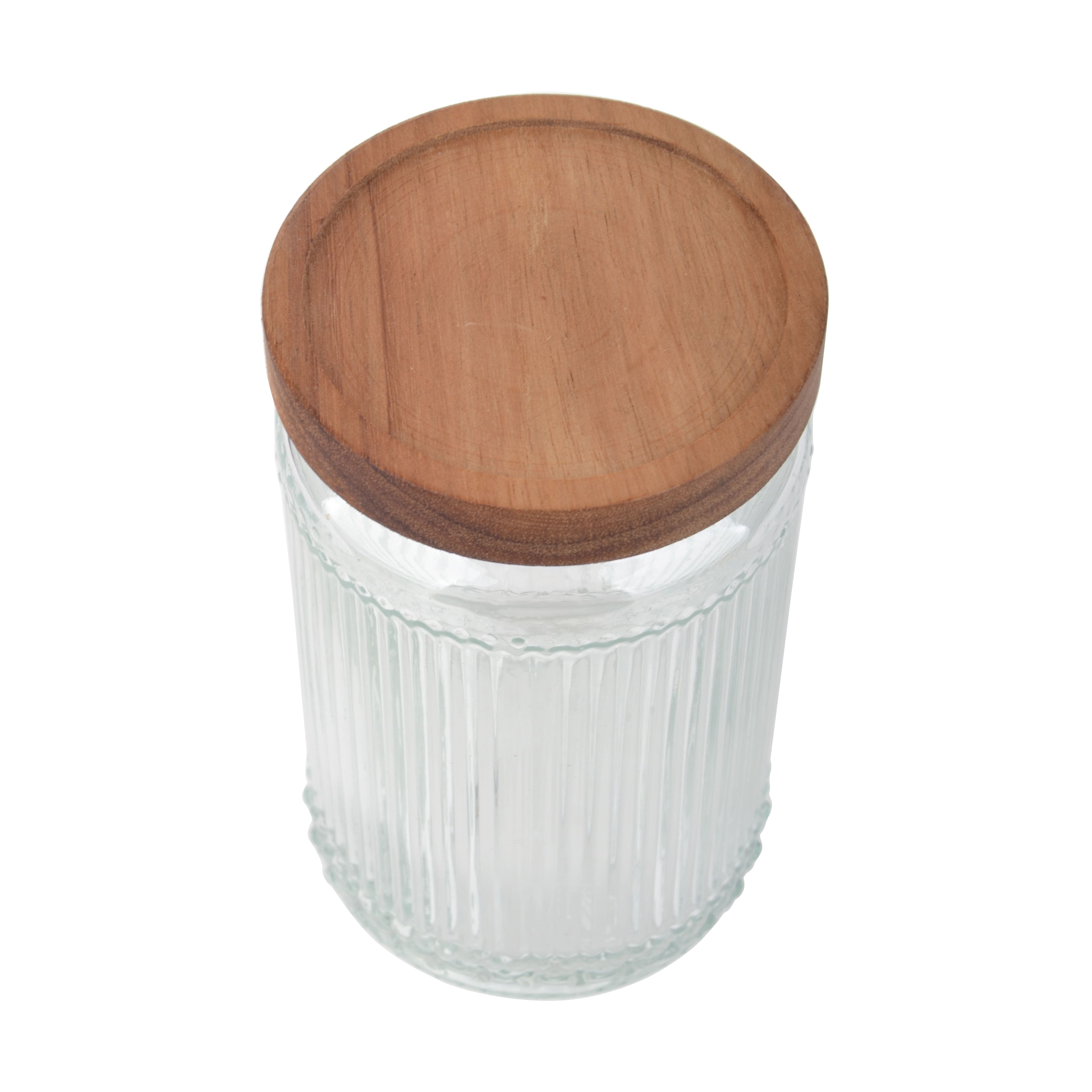 Large Clear Ribbed Glass Container with Wood Lid by Ashland&#xAE;