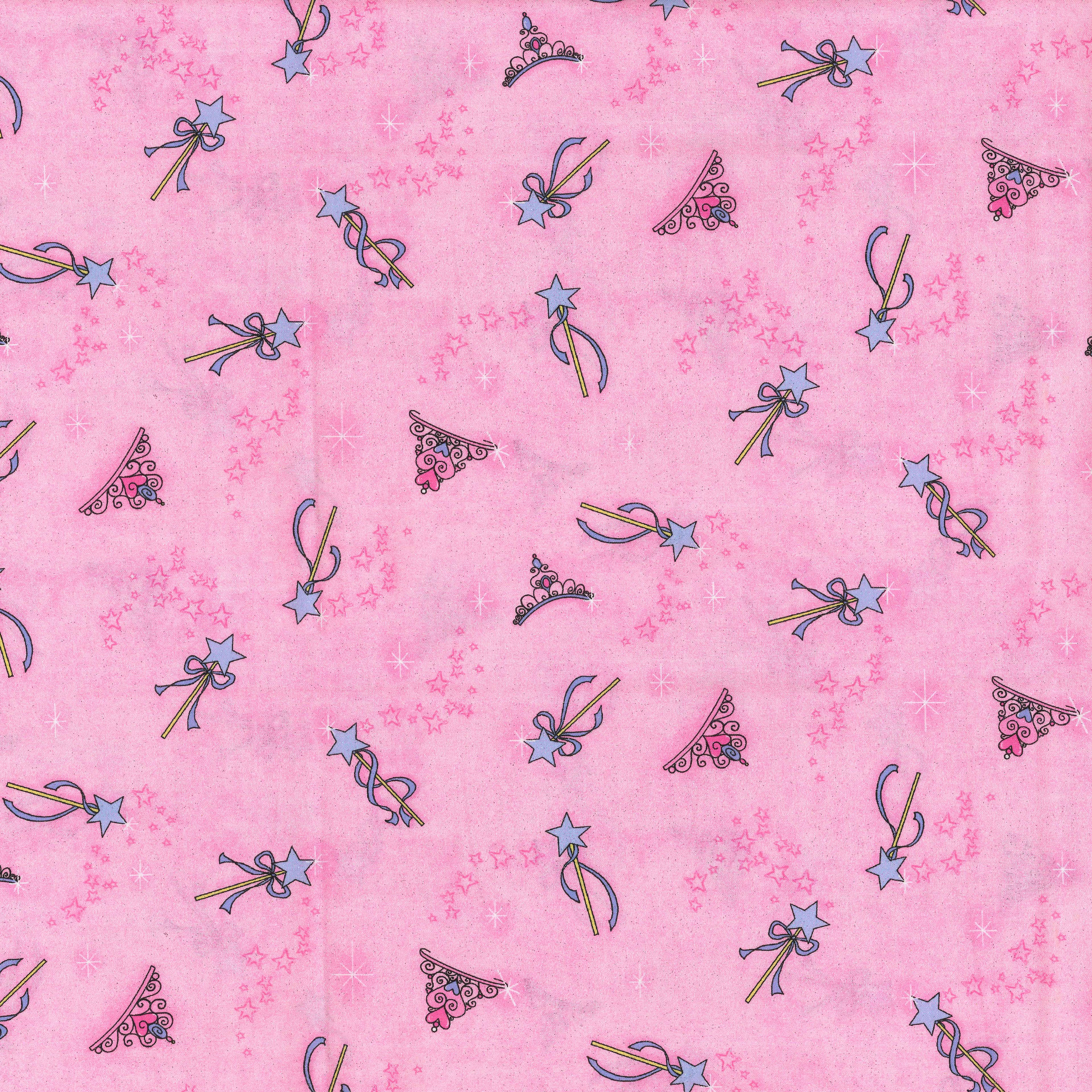 Fabric Traditions Pink Princess Wands Cotton Fabric