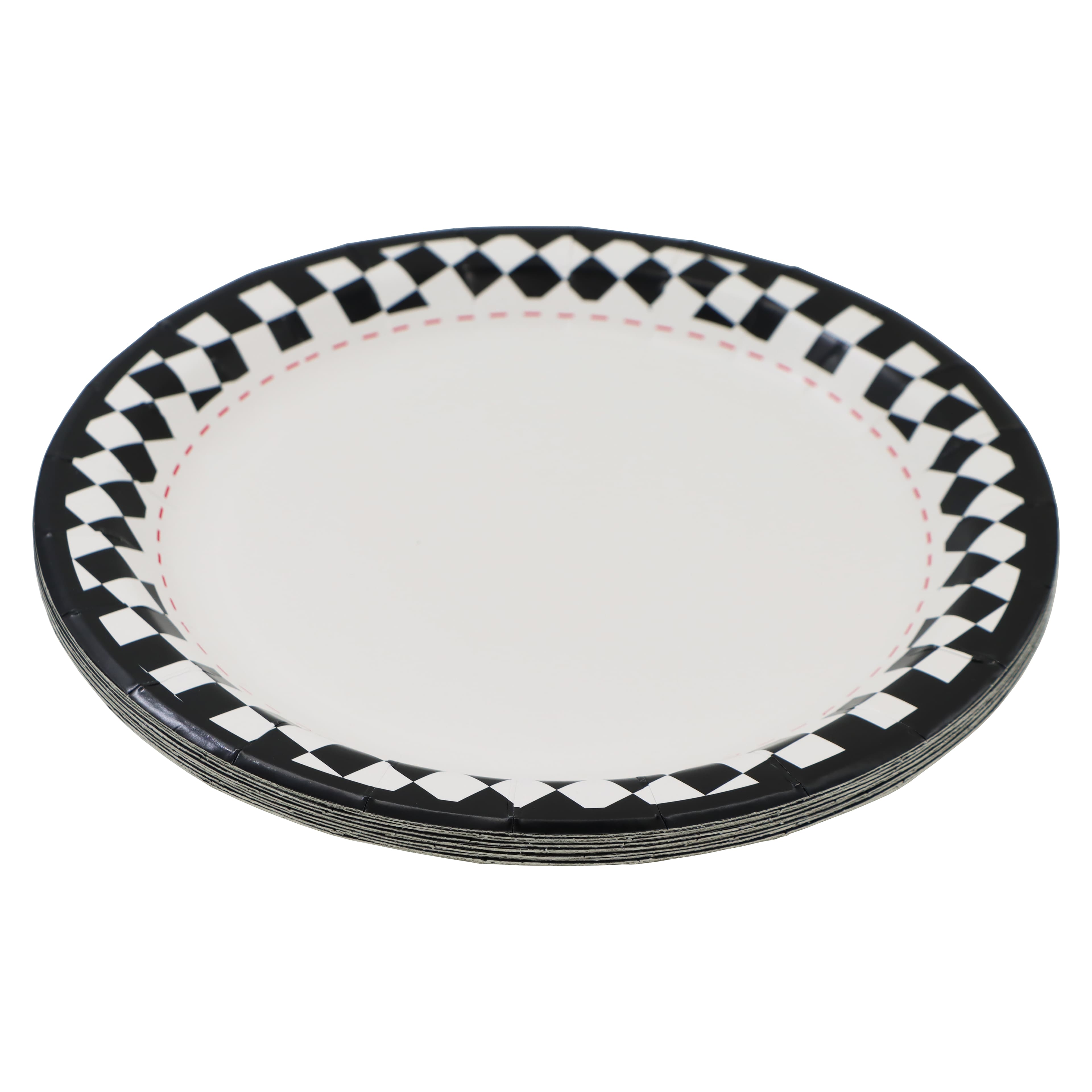 9&#x22; Black &#x26; White Checker Dinner Plates, 10ct. by Celebrate It&#x2122;