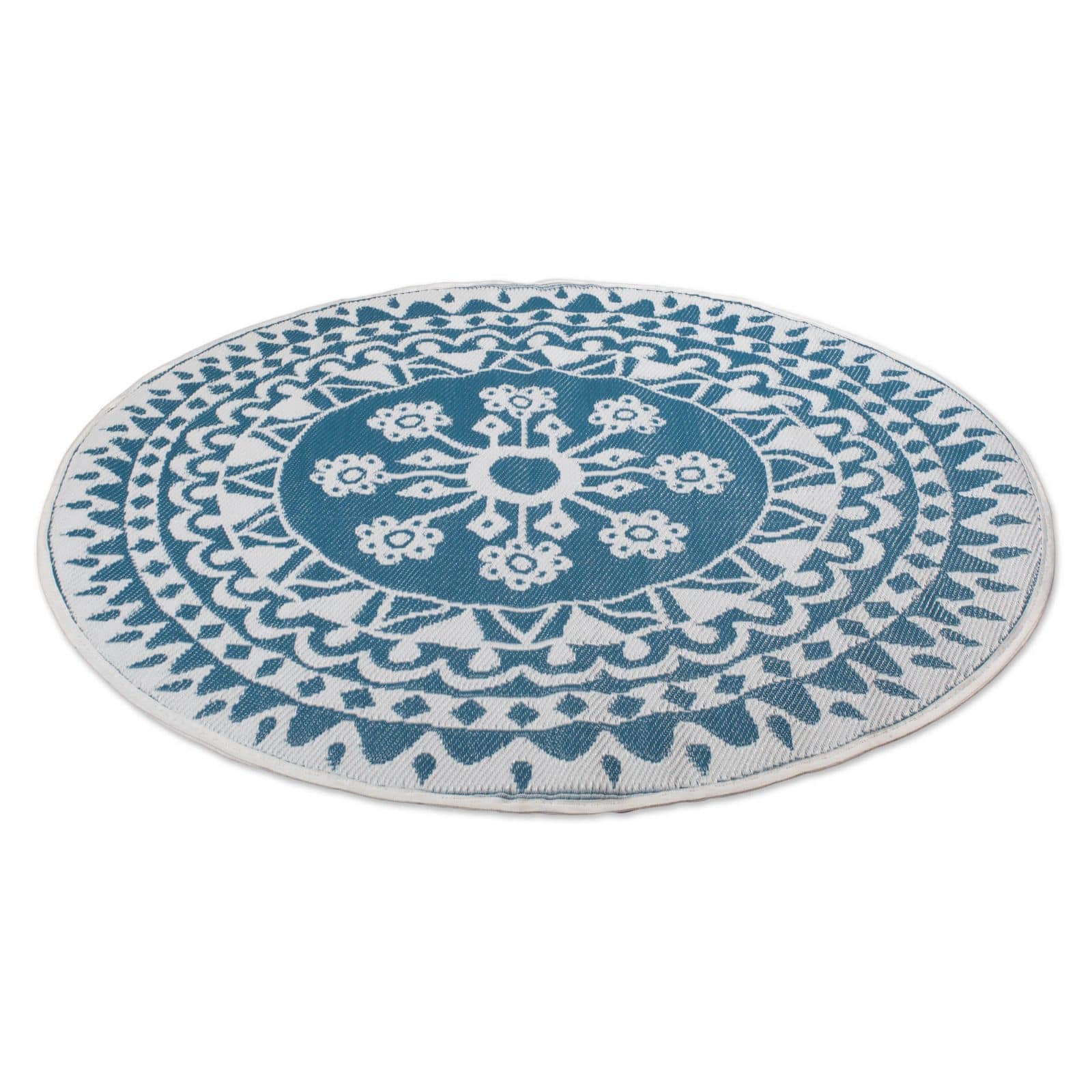 DII&#xAE; Round Blue Floral Outdoor Rug, 5ft.