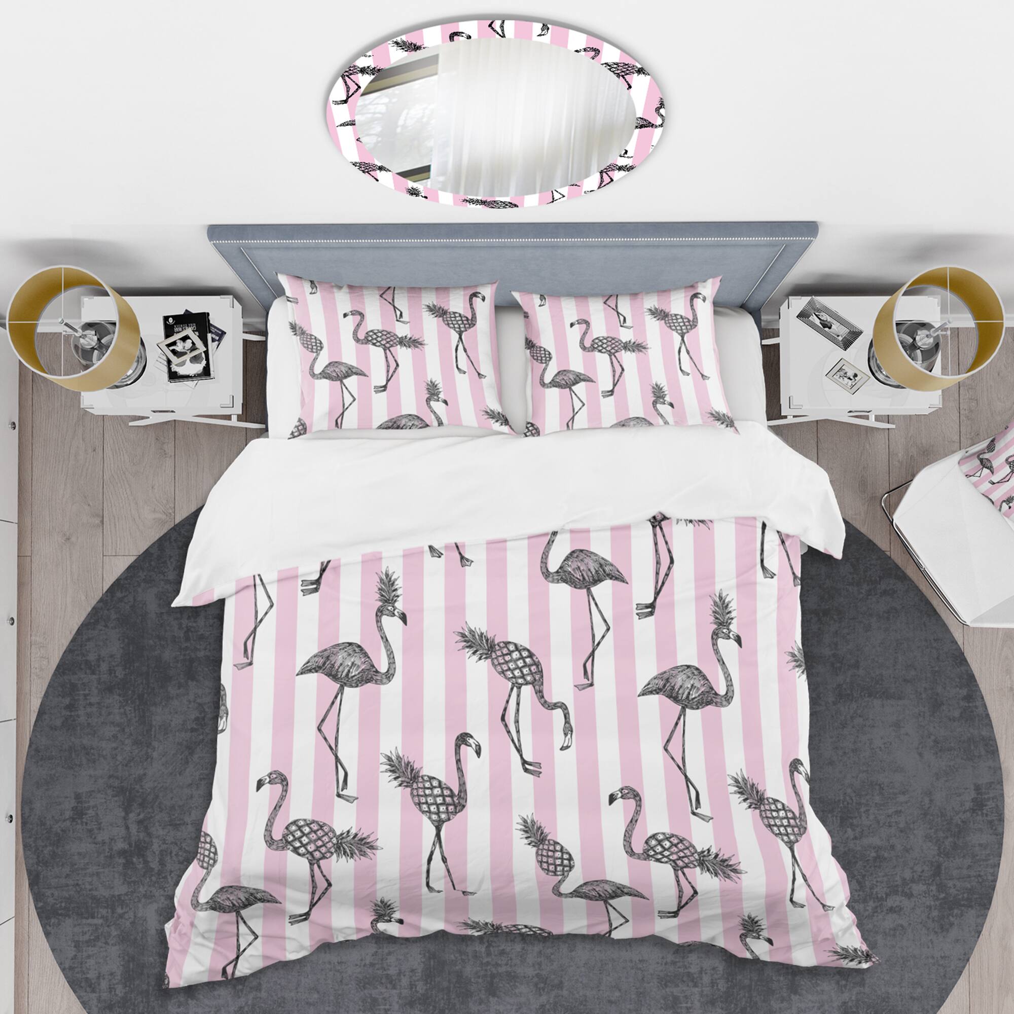 Designart 'Flamingo on Pink' Mid-Century Duvet Cover Set