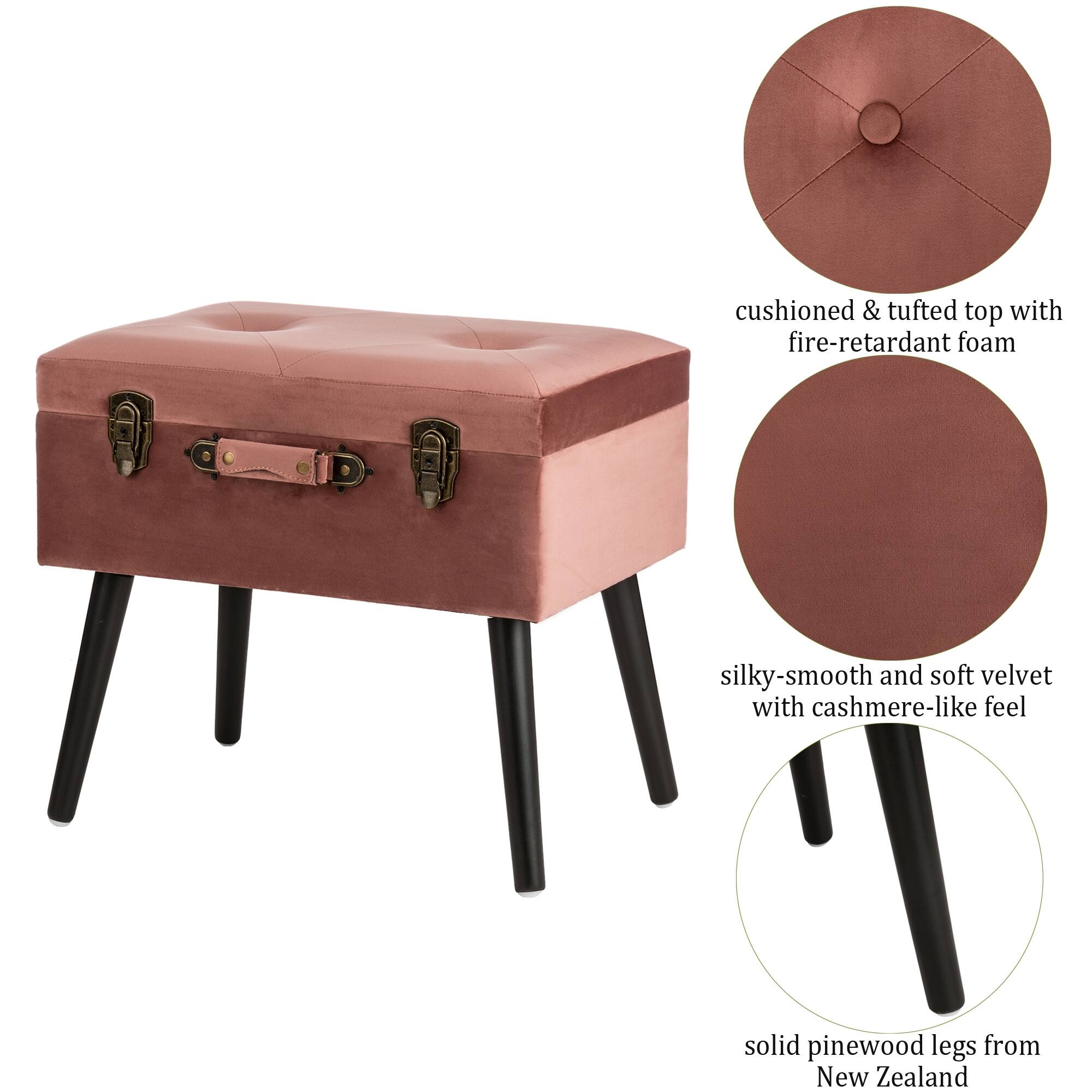 Glitzhome® Velvet Upholstered Storage Stool