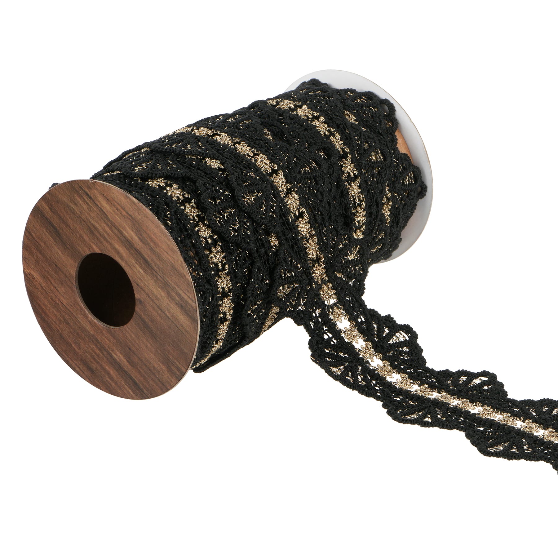 1.5" x 2yd. Black & Gold Lace Ribbon Trim by Ashland® Gothic Bordeaux